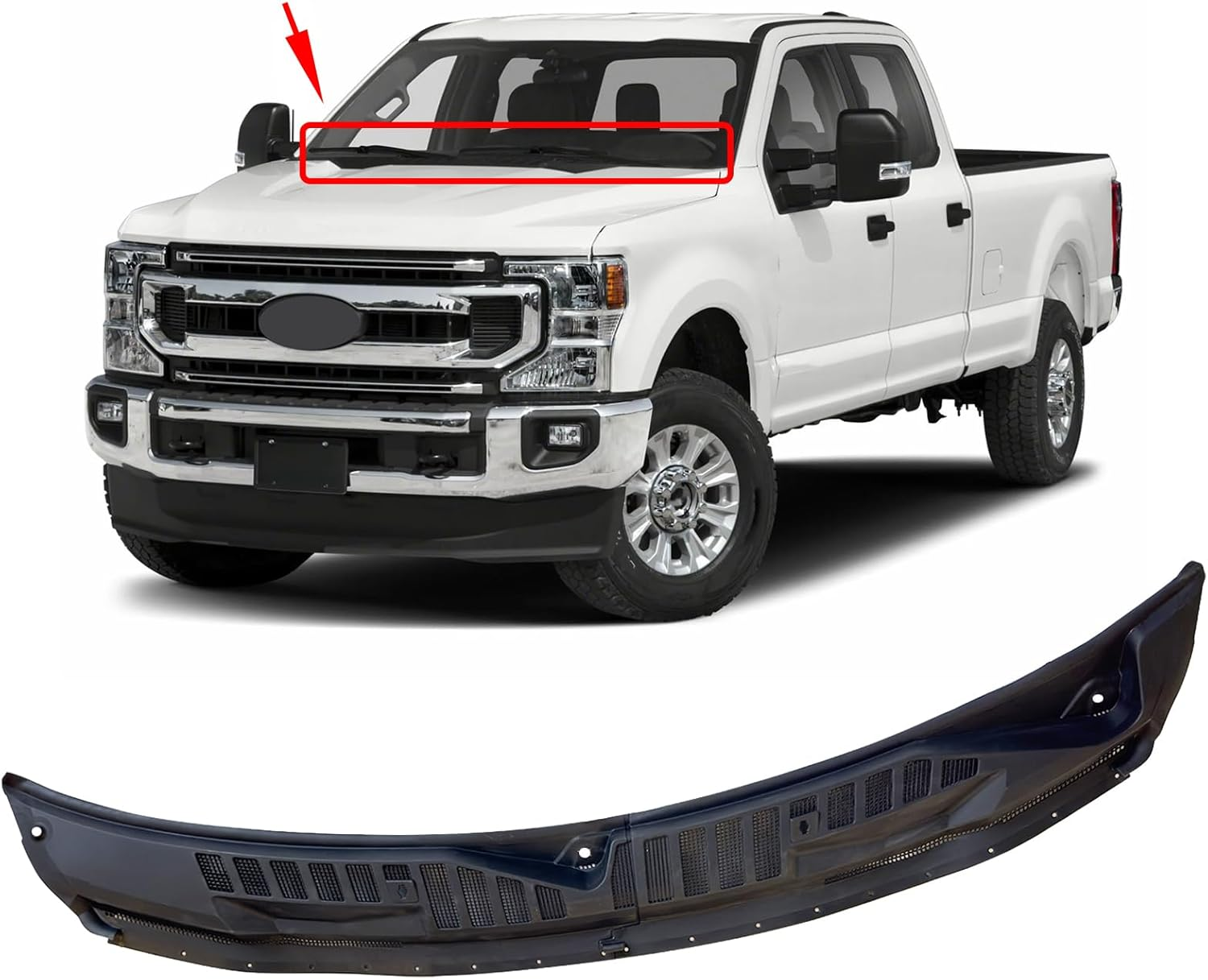 Windshield Wiper Cowl Cover Panel Fit for 2017-2022 Ford F250 F350 F450 F550 Super Duty Front Grille Insert Panel Left and Right Side HC3Z-25022A68-AB HC3Z-25022A68-AA