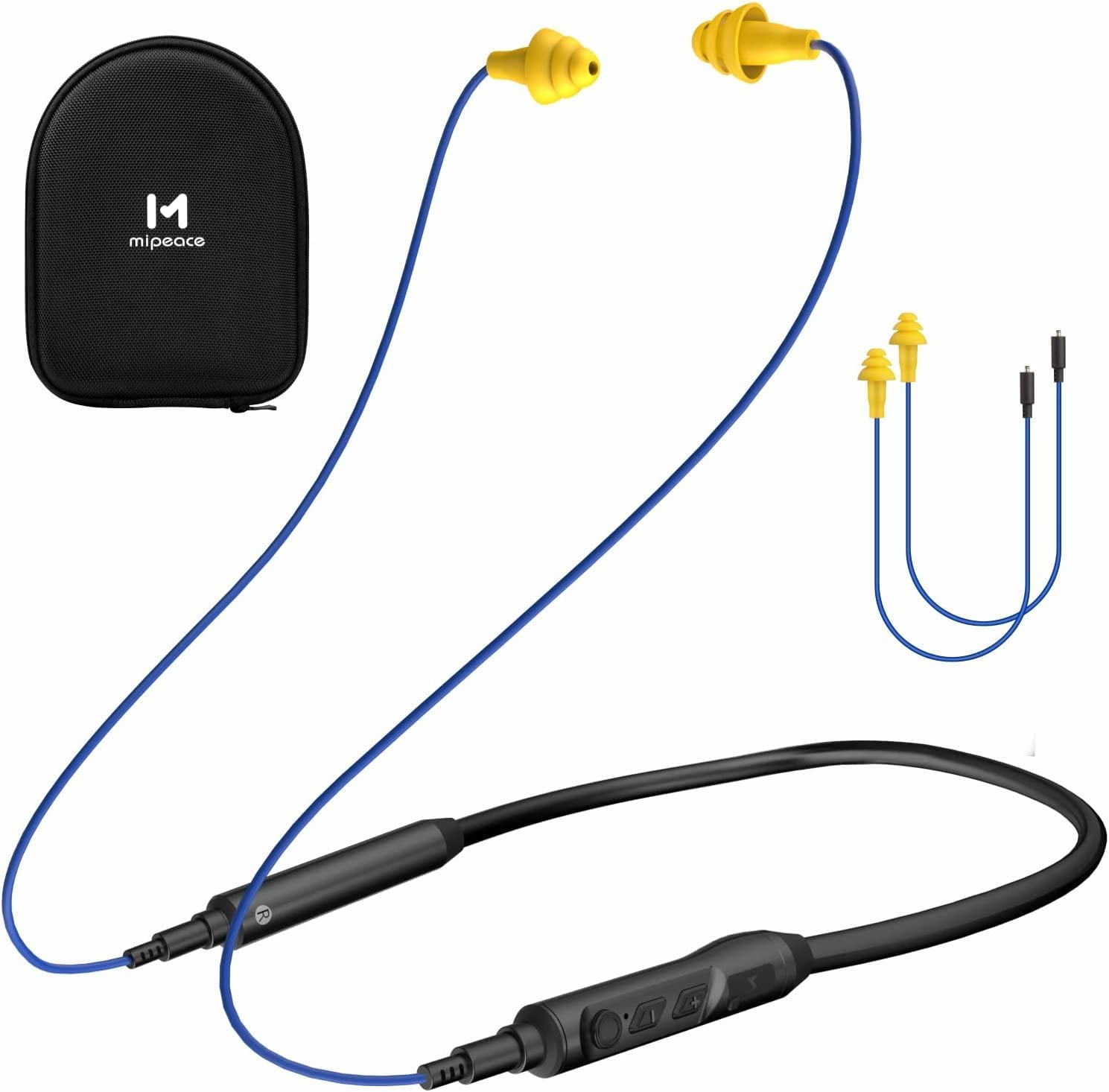 Bluetooth Earplug Headphones, Neckband Ear Protection Work Earbuds-29Db Noise Reduction Safety Headphones with Replacement Buds,19+Hour Battery for Lawn Mowing Diy(Blue)