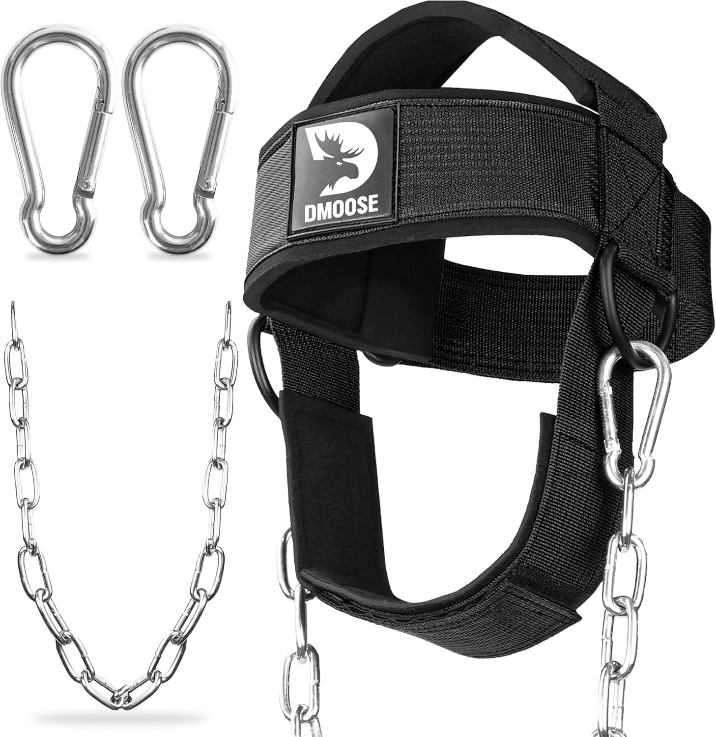 Neck Harness for Weight Lifting - Soft Padded Head & Chin Strap with 30