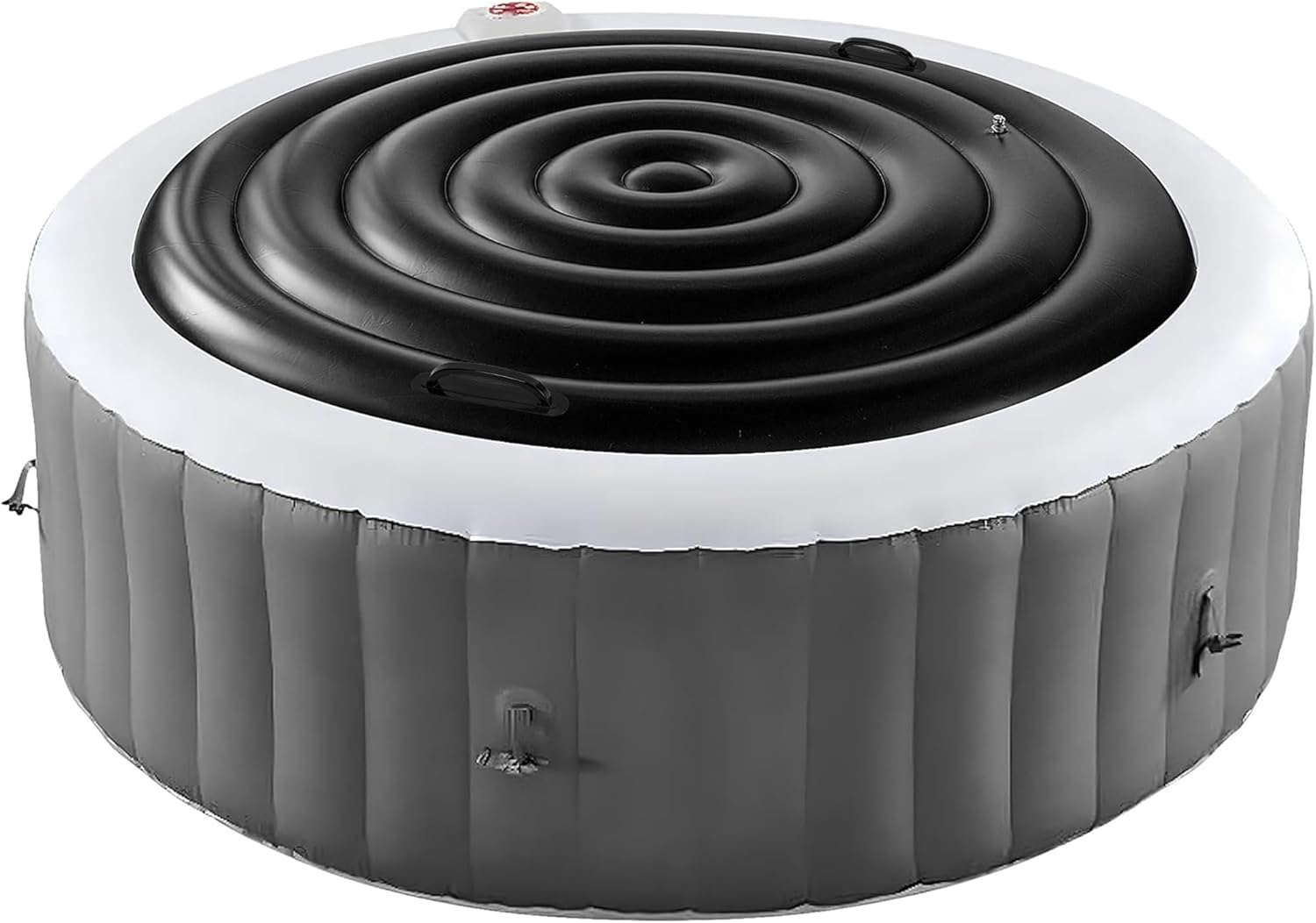 5.4 Ft Inflatable Hot Tub Cover- Energy Saving Lid for round Hot Tub- Foldable Protective Rain Overflow Cover for Outdoor Inflatable Hot Tubs (Black)