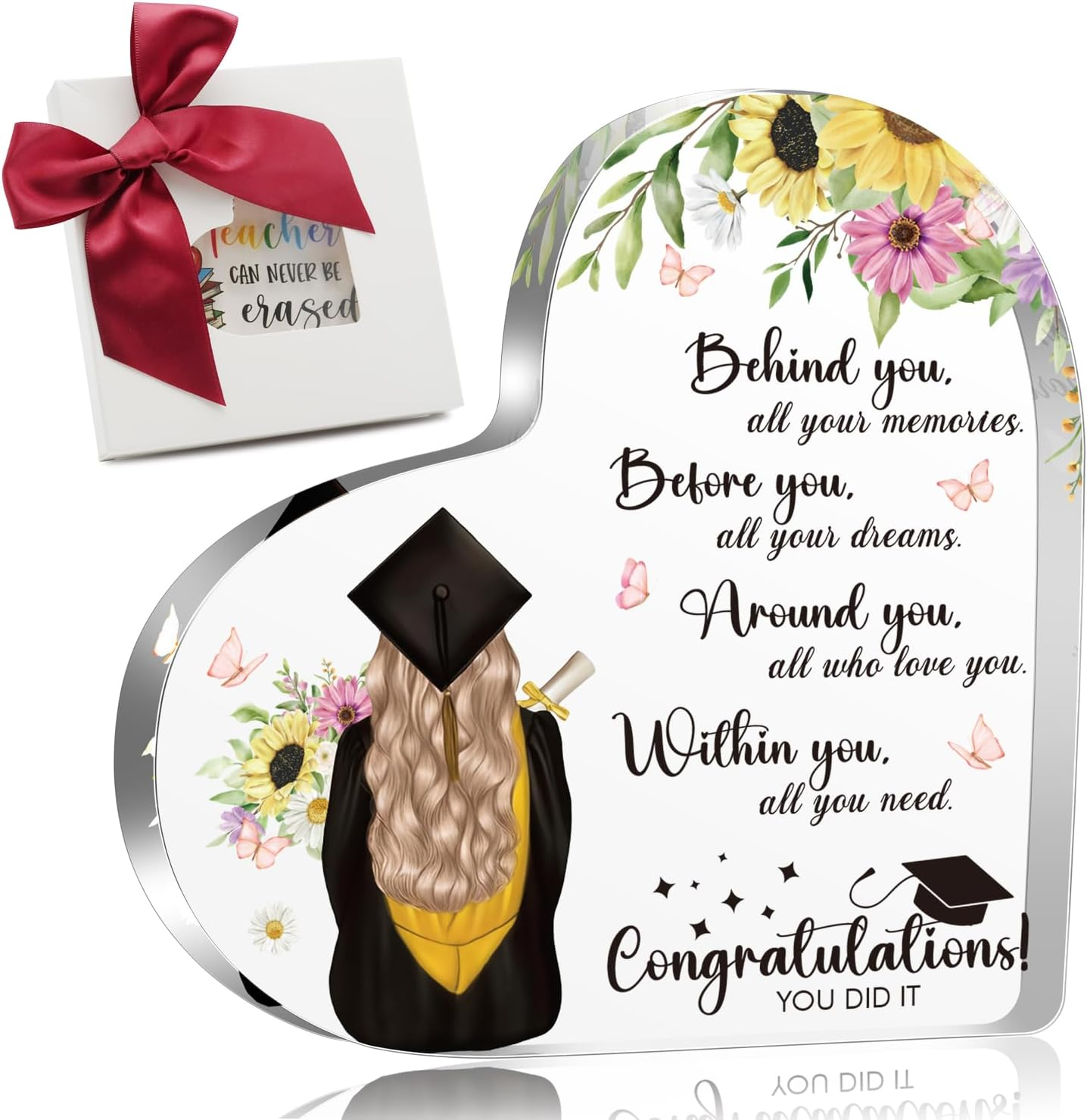 2026 College Graduation Gifts for Her, behind You before You around You within You - Inspirational Gifts for Daughter Son, Class of 2026 Graduation Acrylic Desk Sign for University Middle High School