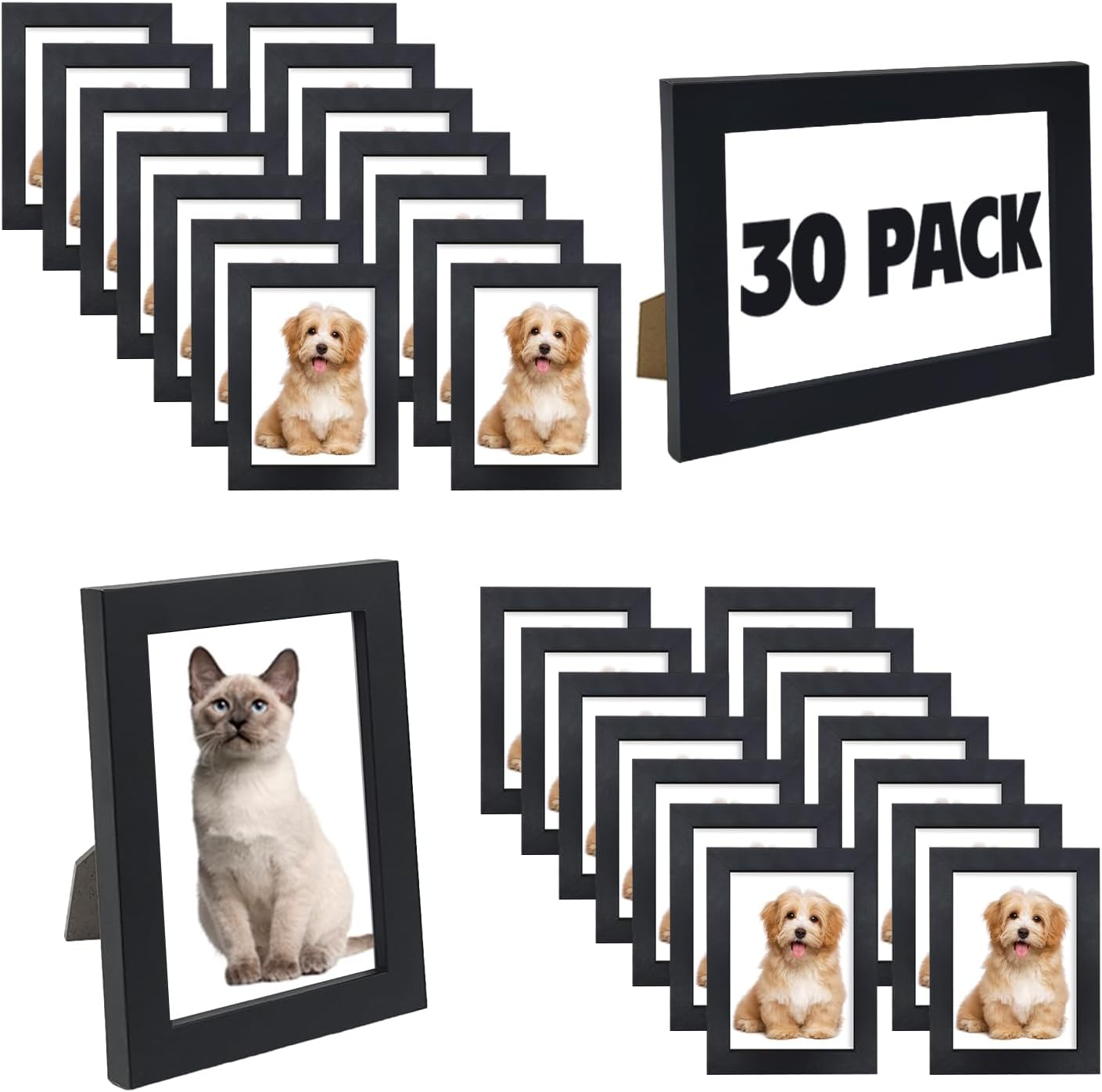 4X6 Picture Frames Bulk Set of 30 Wood Photo Frames for 4X6 Photos Wall Mounting Simple Black Photo Frames Multi Picture Frames for Wall or Tabletop Display