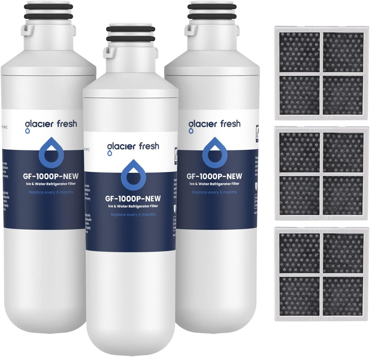 Water Filter LT1000PC Compatible with LG LT1000P, LT1000P/PC/PCS, LT-1000PC, MDJ64844601, 9980 Water Filter, and LT120F, ADQ73214404 Air Filter Combo, 3 Pack