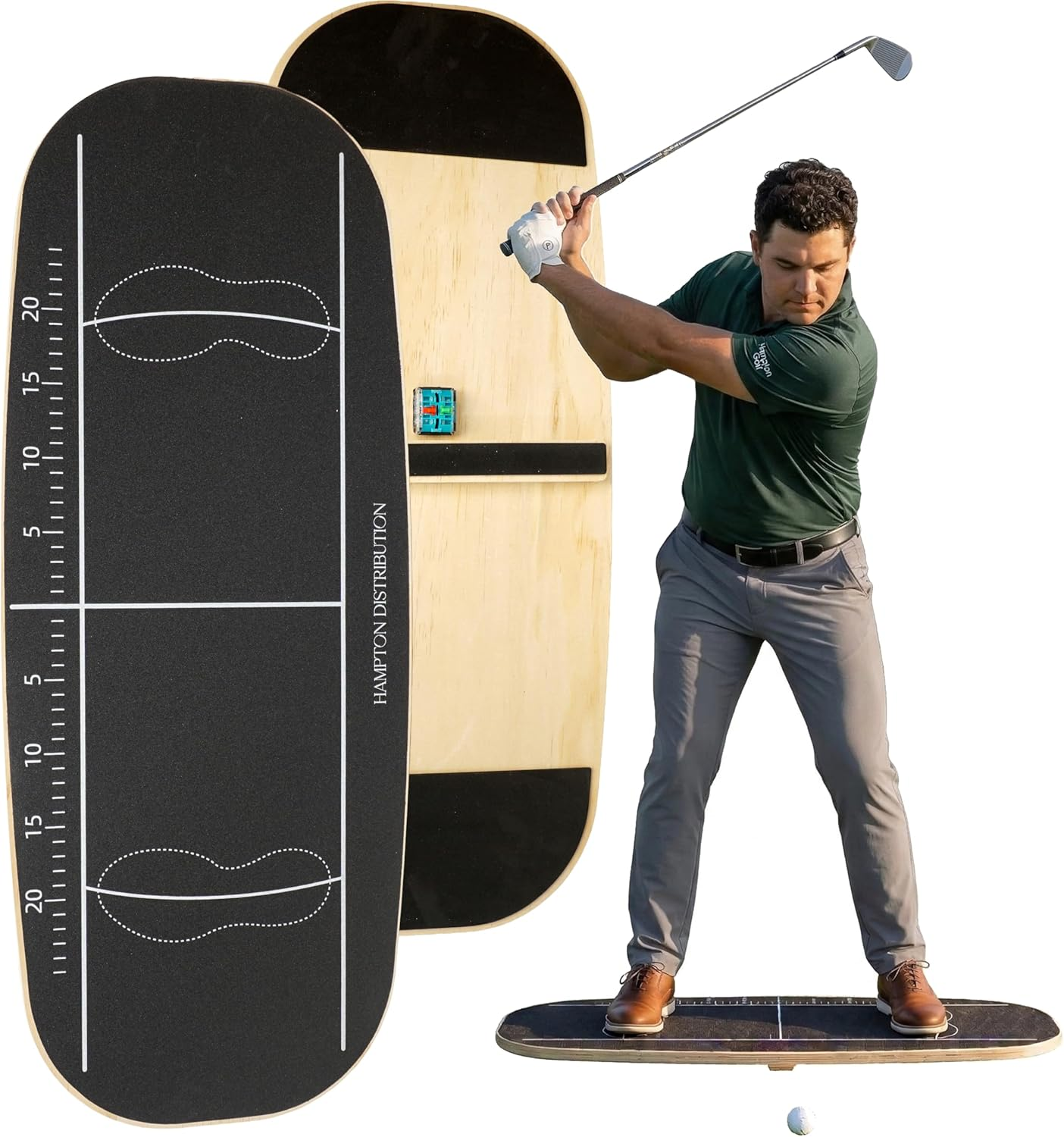 Golf Pressure Plate with Bottom Button Prompt Sound Function, Solid Wood Golf Weight Shift Board, Golf Balance Board Training Aid for Indoor Practice, Golf Training Equipment,