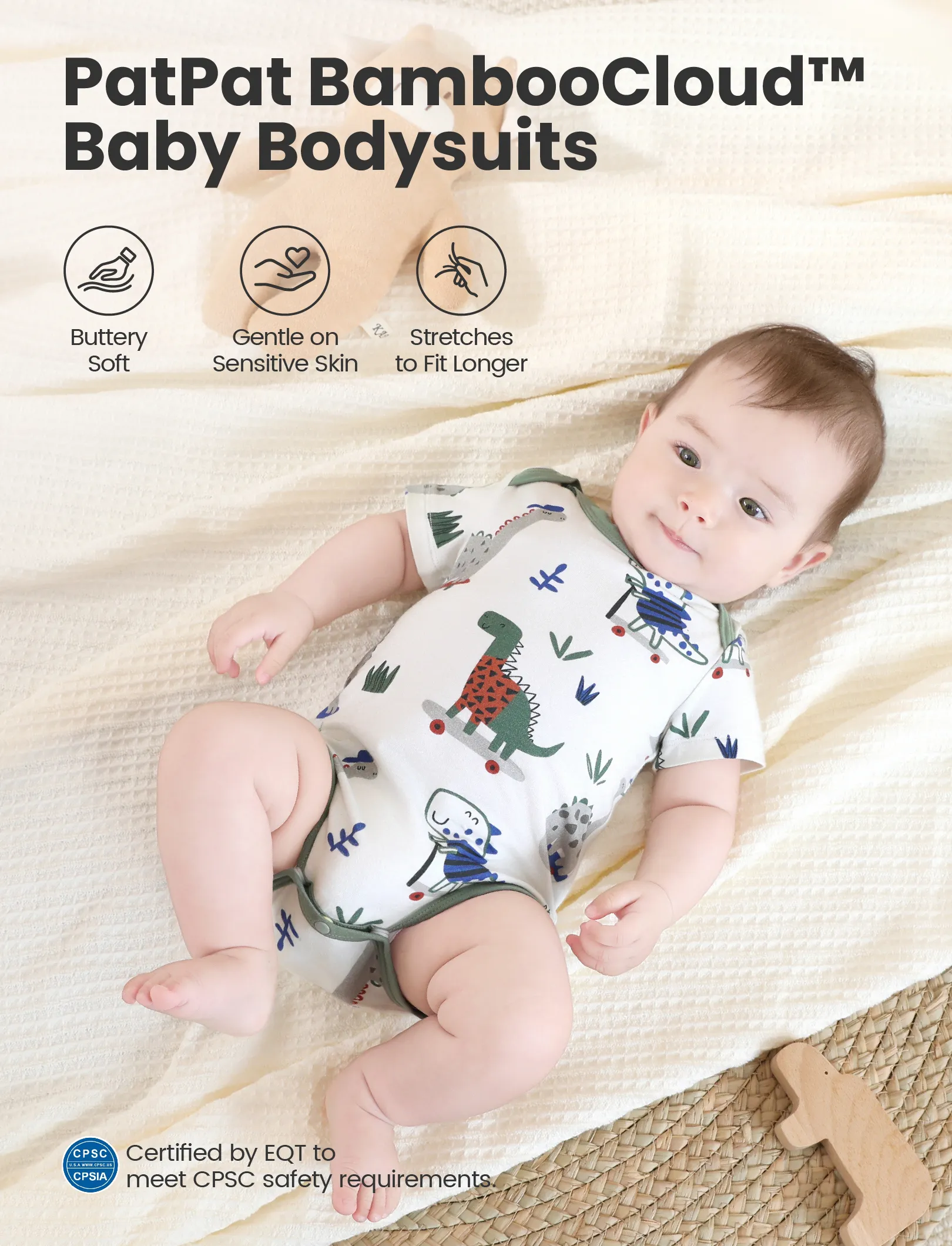 Bamboo Baby Boy/Girl 2-Pack Solid&Printed Rompers Set Green