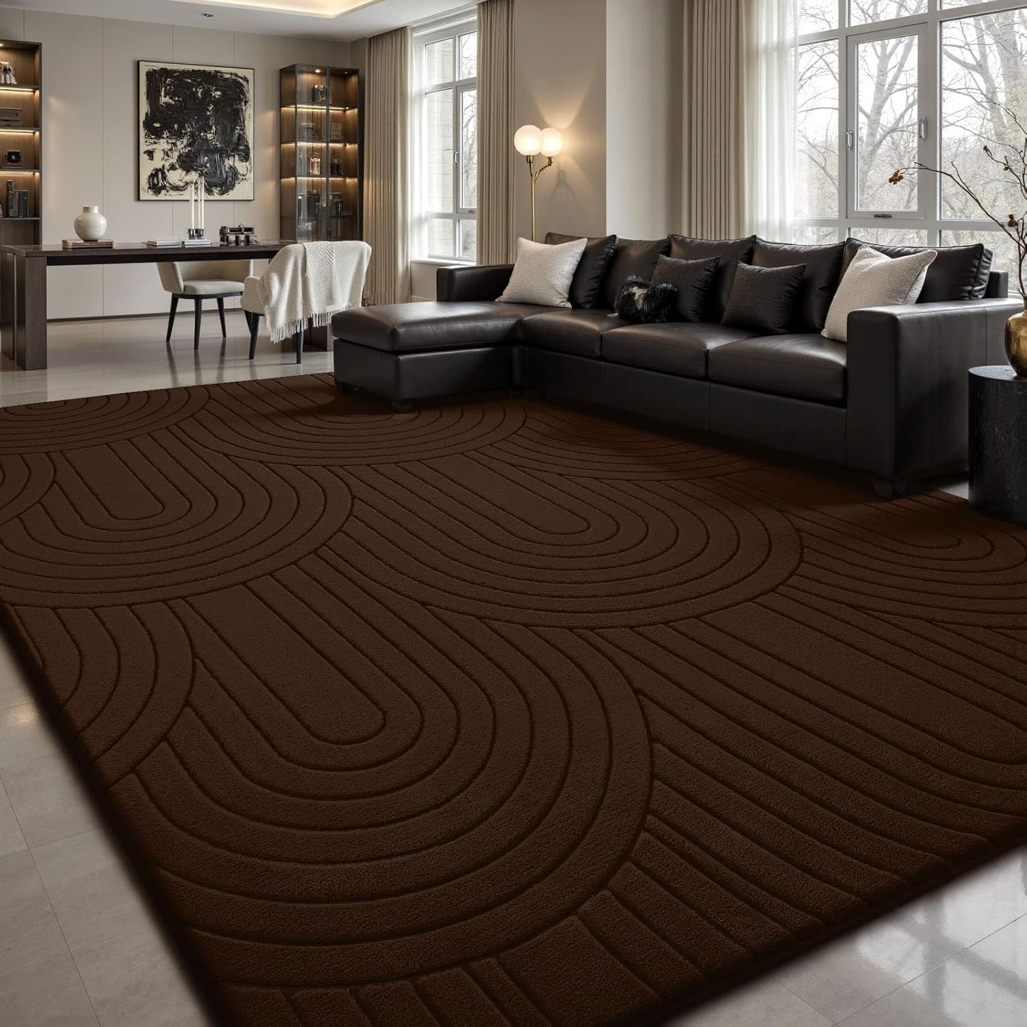 5X7 Area Rugs for Living Room,Soft Area Rug Modern Annualrings Rugs Machine Washable Area Rug,Non-Slip Rug Carpet for Bedroom under Dining Table Home Office Decor