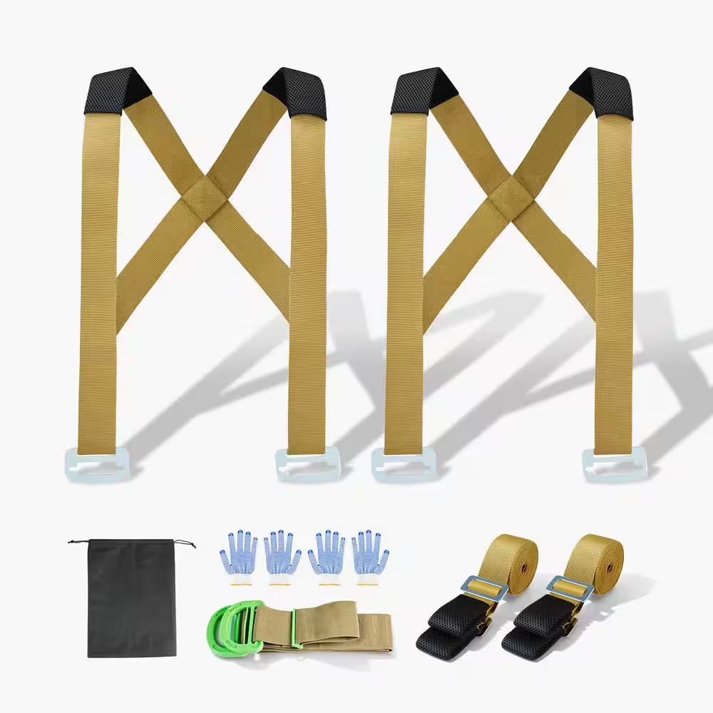 Moving Straps, 2-Person Lifting and Moving System with 2 Harness Straps, 2 Load-Bearing Straps & 1 Handheld Strap