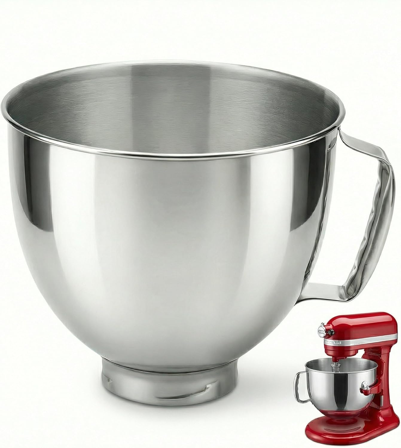 5QT Stainless Steel Mixer Bowl Replacment, Compatible with Kitchenaid Tilt-Head Stand Mixers, Artisan&Classic Series 4.5-5QT K45 KSM70 KSM150
