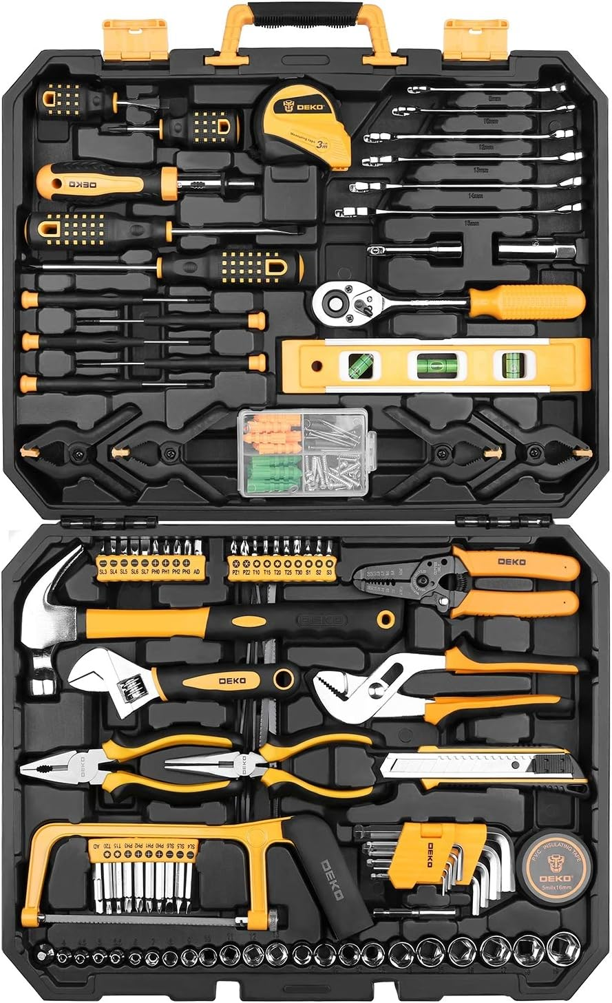 228pcs Socket Wrench Auto Repair Tool Combination Package Mixed Tool Set Hand Tool Kit with Plastic Toolbox Storage Case (228PCS)