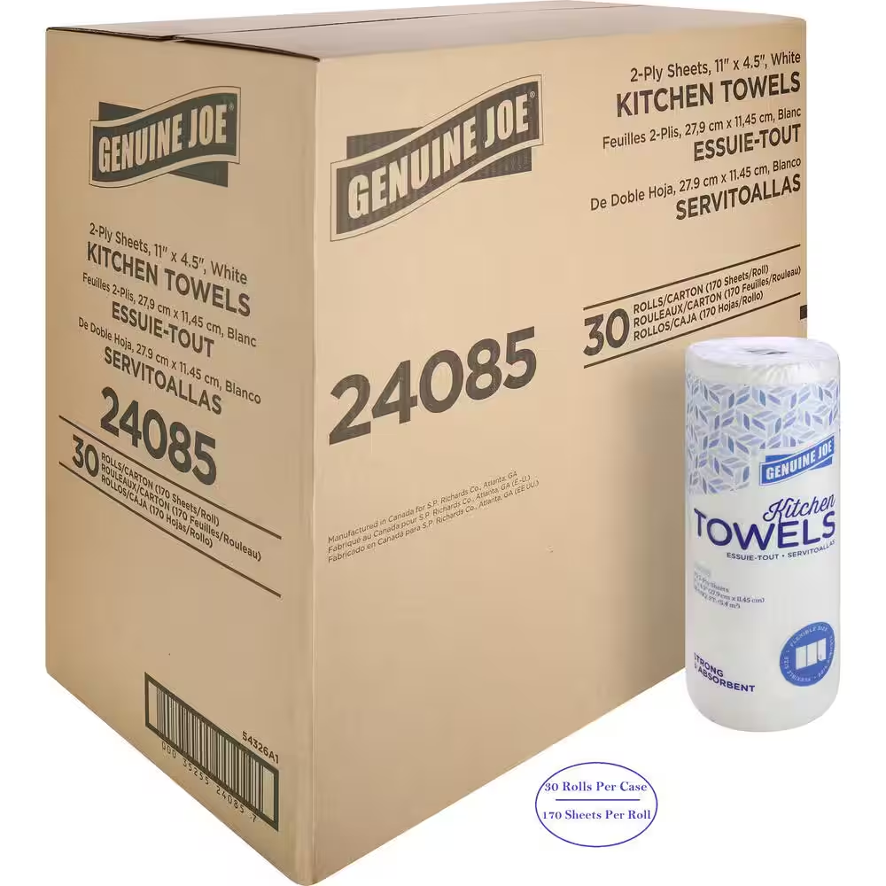 Flexible Size Perforated 2-Ply Paper Towel Rolls (170 Sheets per Roll, 30 Rolls per Case)