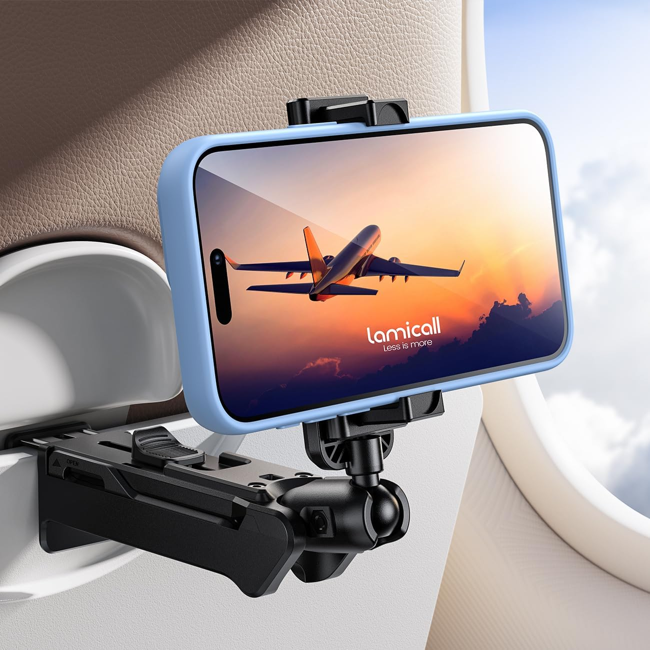 Airplane Phone Holder Travel Essentials - [Super Stable] [Thick Case Friendly] Travel Essentials Plane Phone Holder Stand for Flying Desk Home Long Flight Must Haves Accessories for Women Men