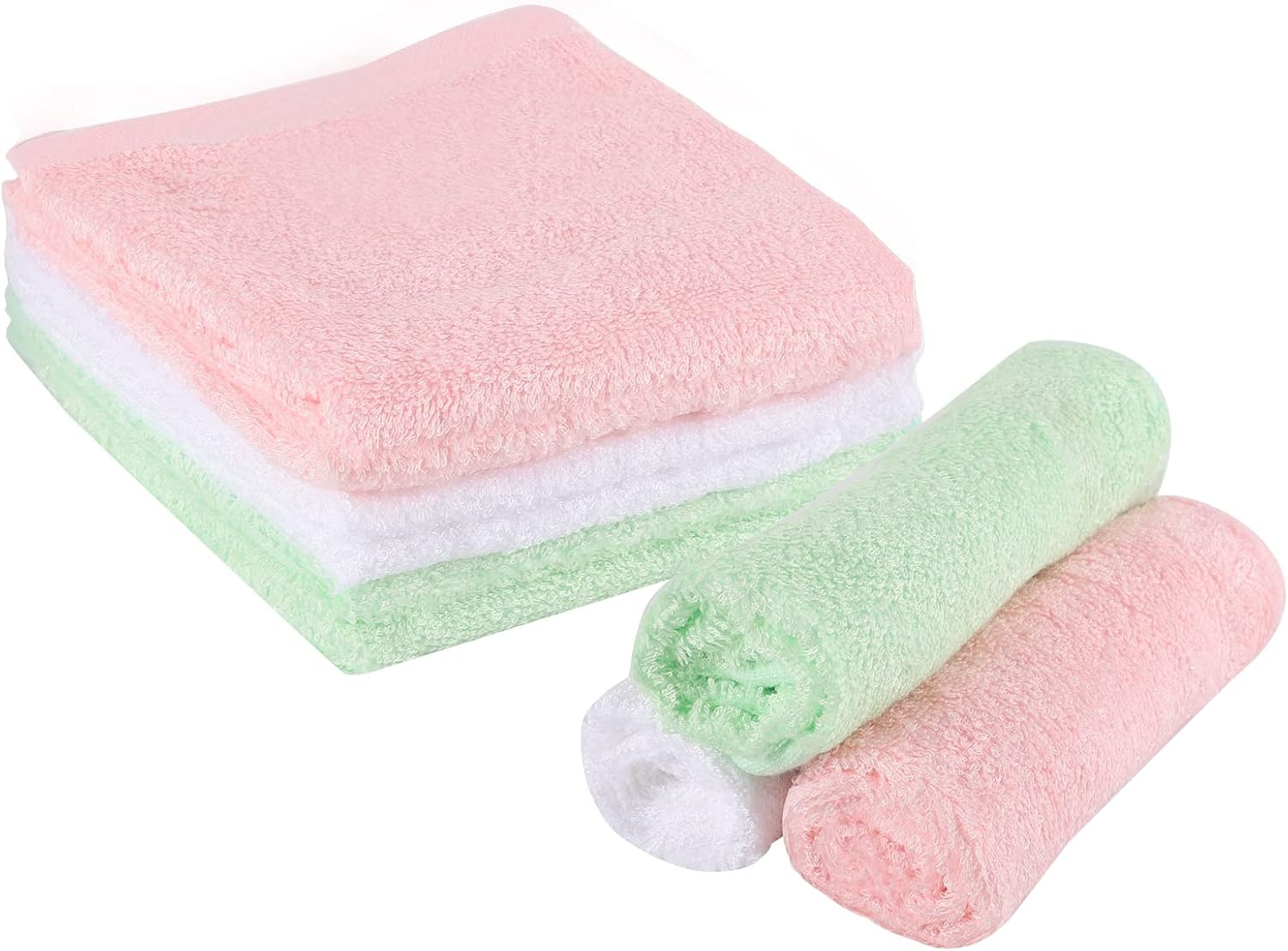 6Pcs Soft Bamboo Face Cloth Towels 12x12 Inch Reusable Wash Cloth