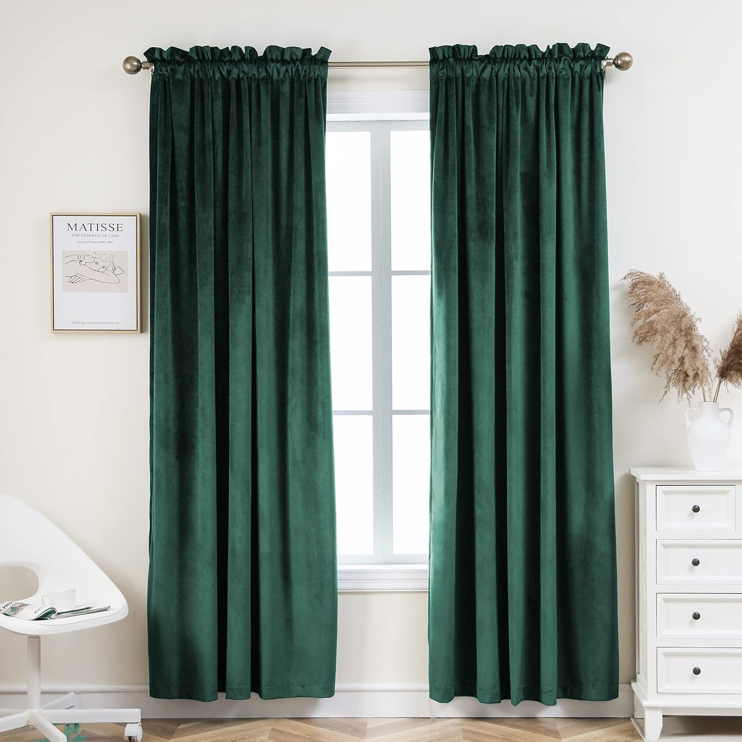 Velvet Curtains [2 Panels] Heavy Blackout Window Drapes with Rod Pocket, Thermal Insulated Darkening Curtains for Living Room, Bedroom, & Home Decor (52