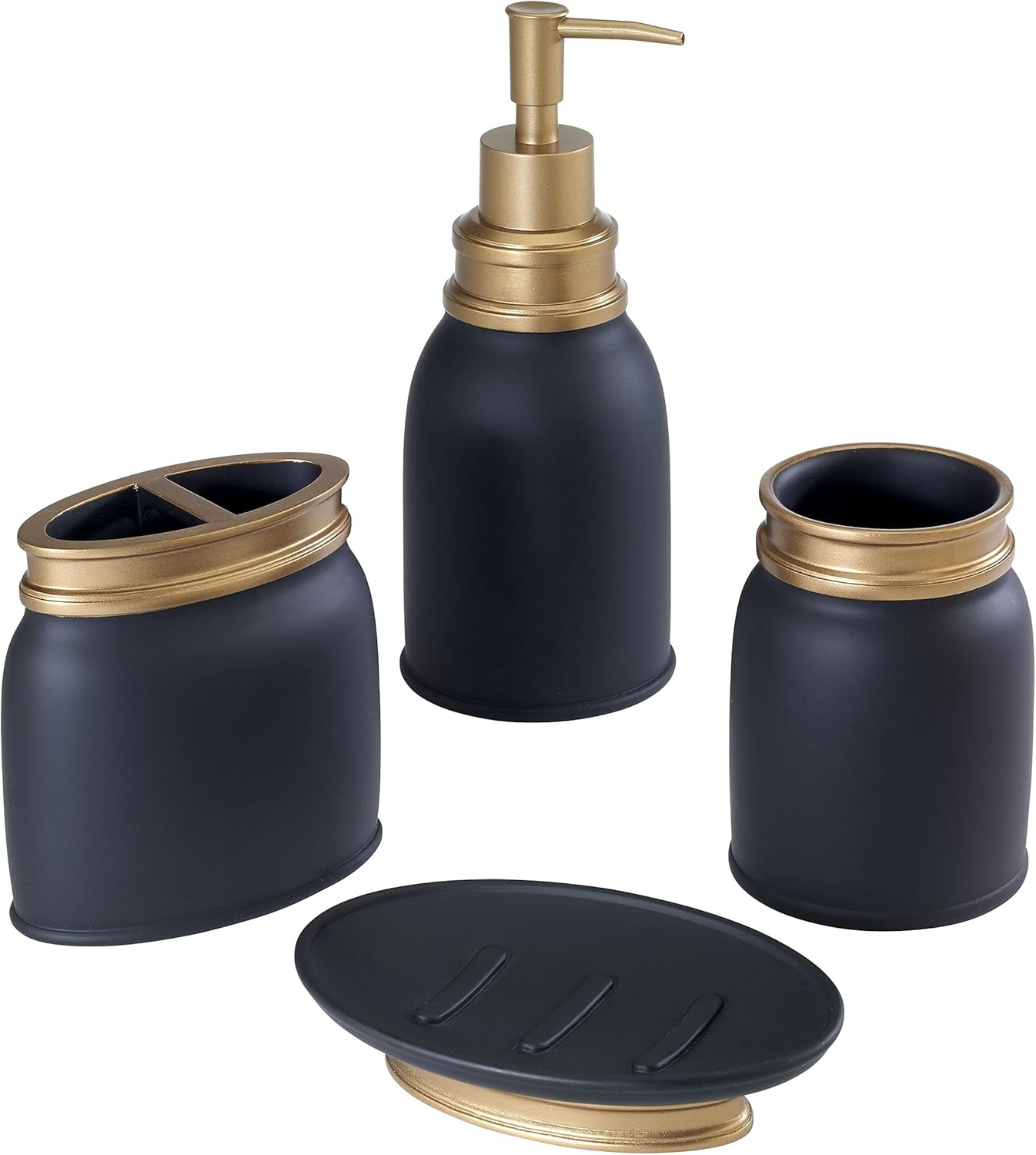 - 4Pc Accessory Set, Guest Bathroom Essentials, Decorative Bathroom Decor (Memphis Collection, Black)