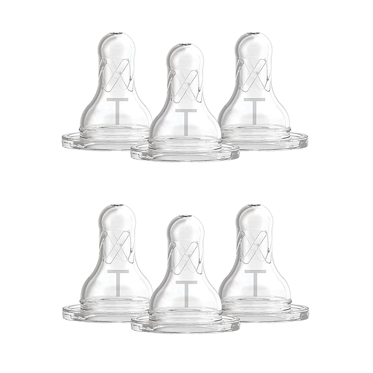 Natural Flow Level T Narrow Baby Bottle Nipple, Newborn Slow Flow, 0m+, 100% Silicone, 6-Pack
