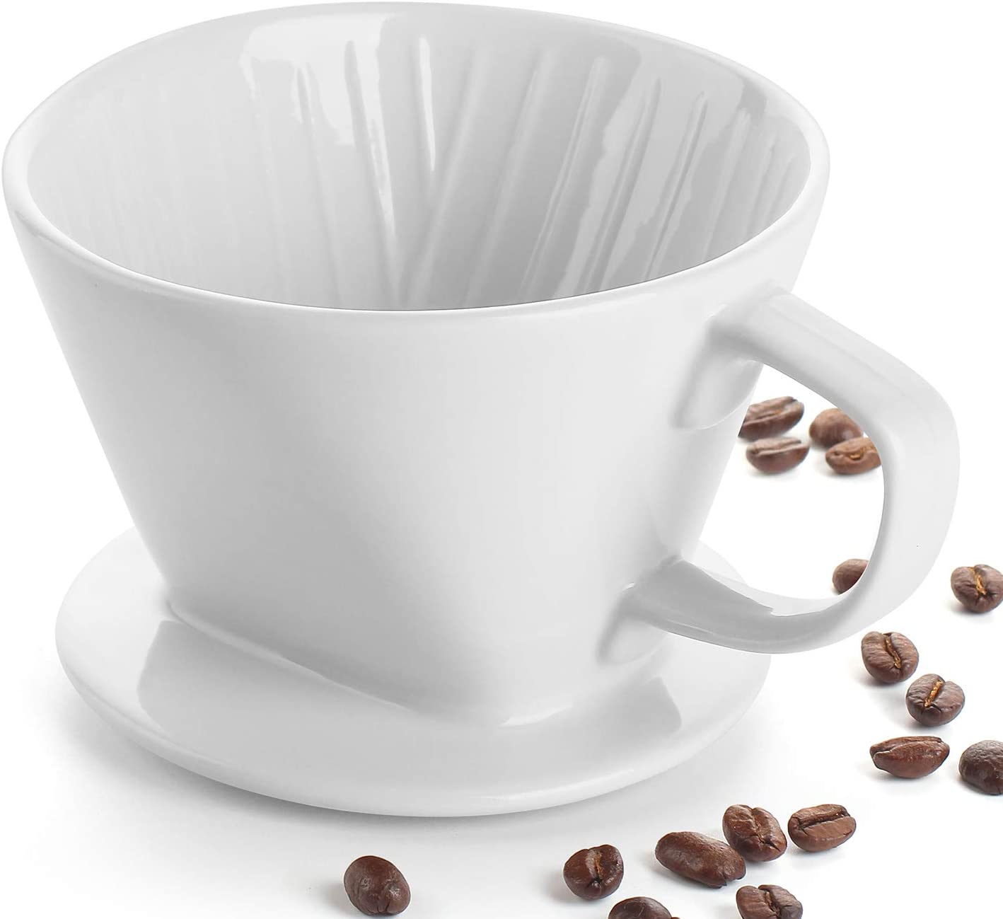 Pour over Coffee Maker, Ceramic Coffee Dripper, White