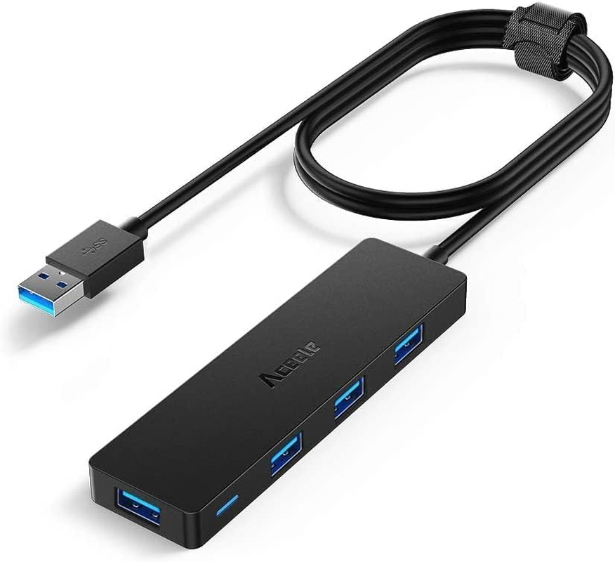 Aceele USB Hub 3.0 Splitter with 4Ft Extension Long Cable Cord,4-Port Ultra-Slim