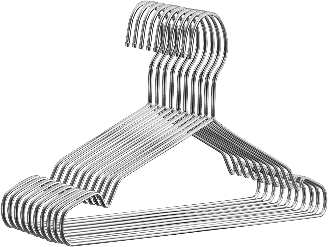 Fayleeko Wire Hangers 10 Pack Coat Hangers Strong Heavy Duty Stainless Steel Metal Hangers 16.5 Inch Ultra Thin Space Saving Clothes Hangers