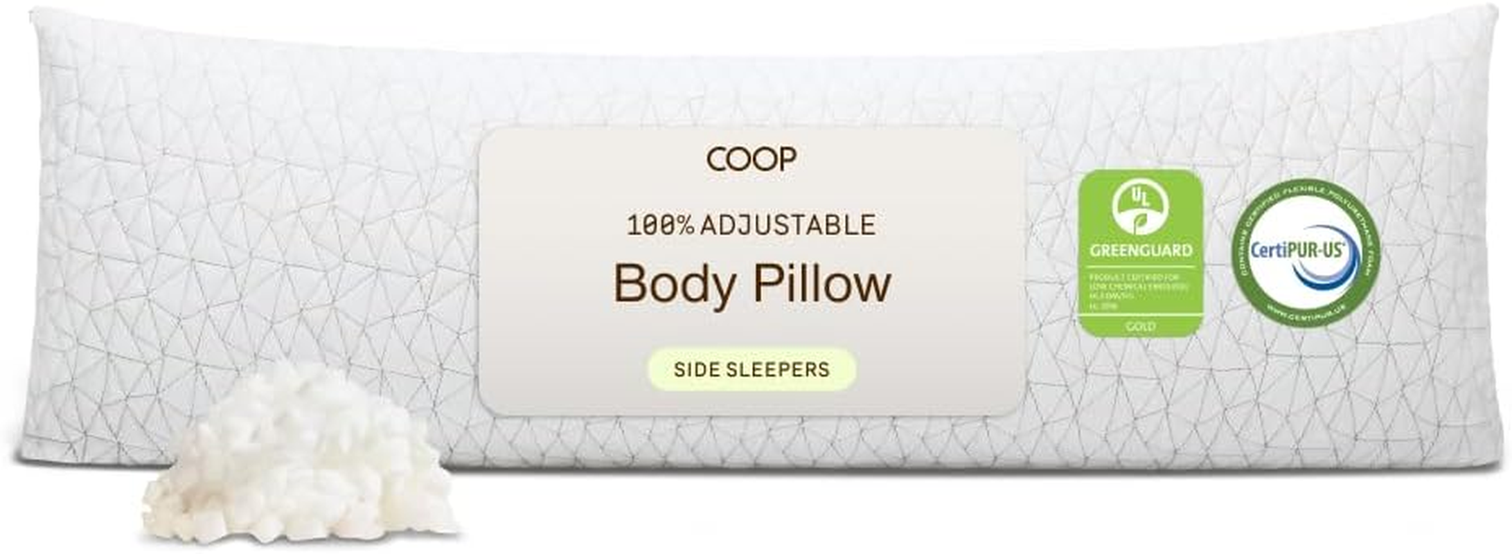 Original Adjustable Body Pillow, 20X54 Long Pillow for Back, Shoulder, Hip and Knee Support, Side Sleeper Body Pillows for Adults with Memory Foam & Washable Cover