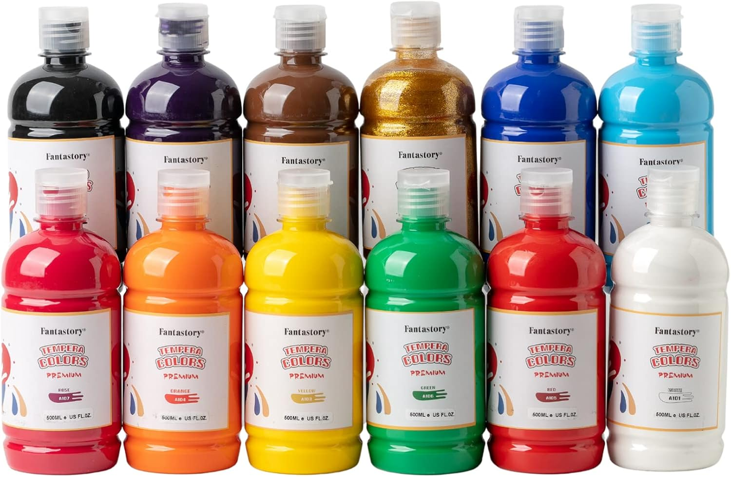 fantastory Tempera Paint for Kids 32 Colors (2 oz / 60 ml Each) Washable Temp... - Picture 10 of 15