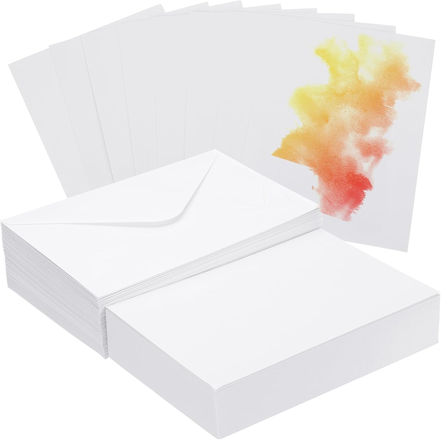 50 Sets 5x7 Inch Cotton Watercolor Cards with Envelopes for Art Notes