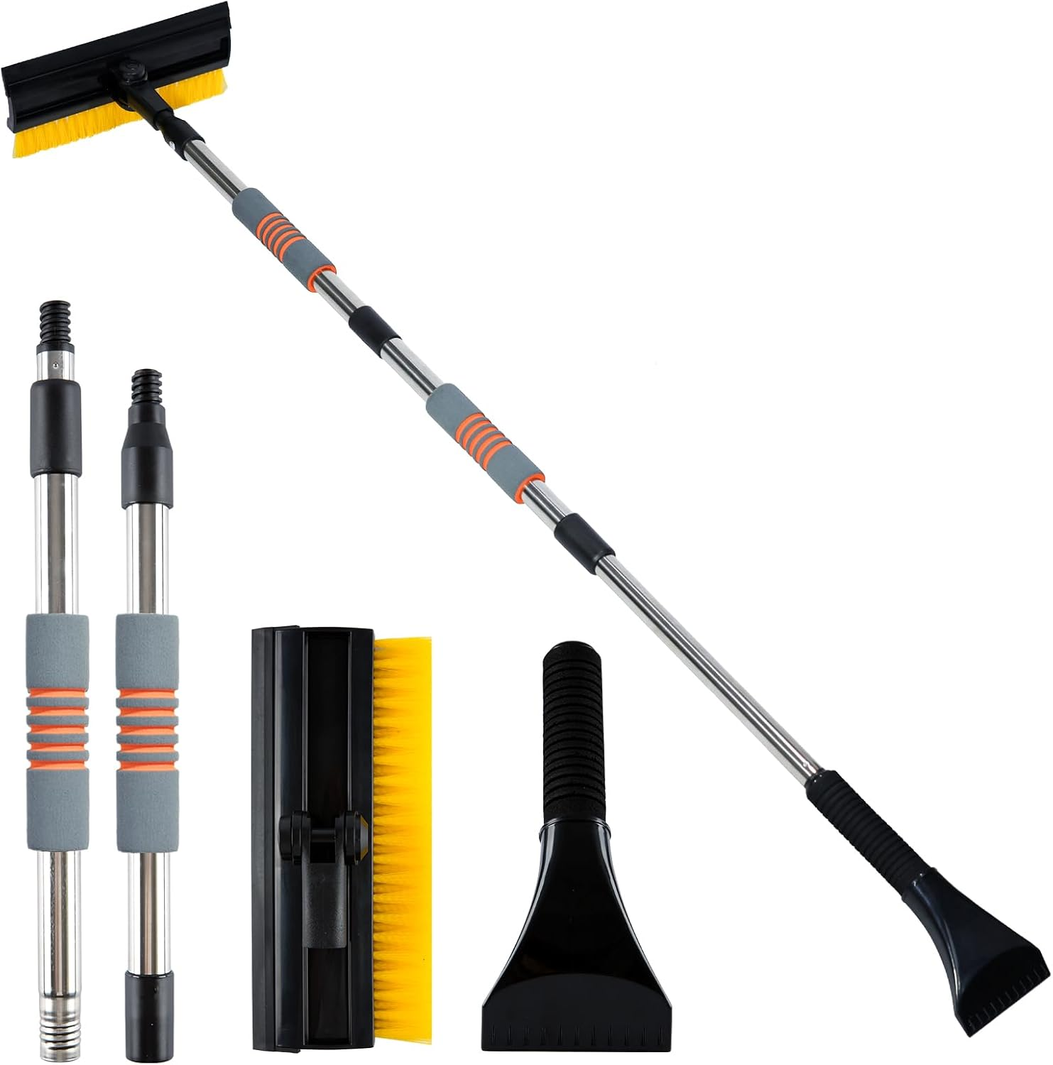 53in Extendable Snow Brush Ice Scraper Pivot Foam Grip Car SUV Truck