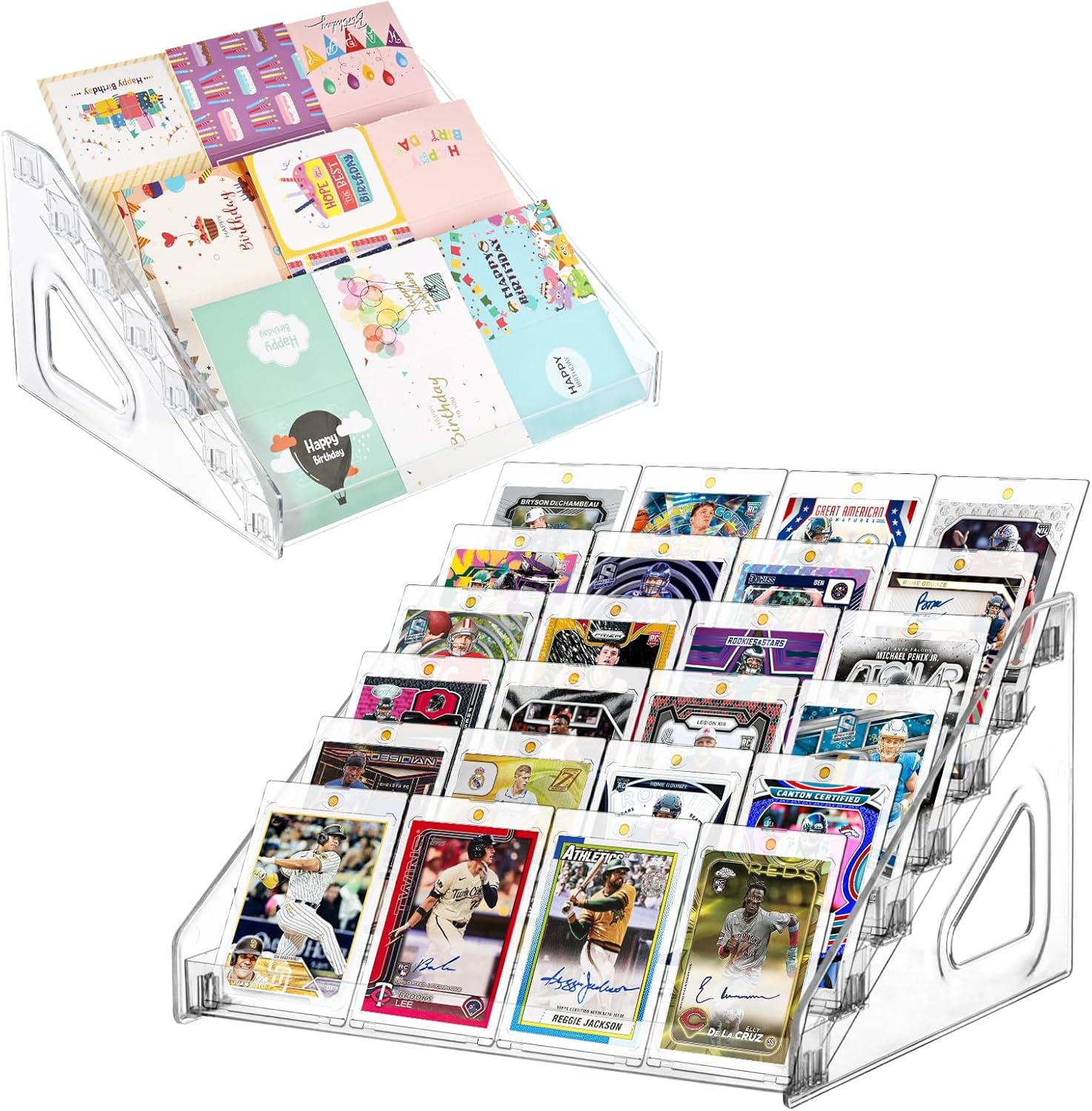 2-Pack 7-Tier Acrylic Display Stand for Trading Cards and Business Cards