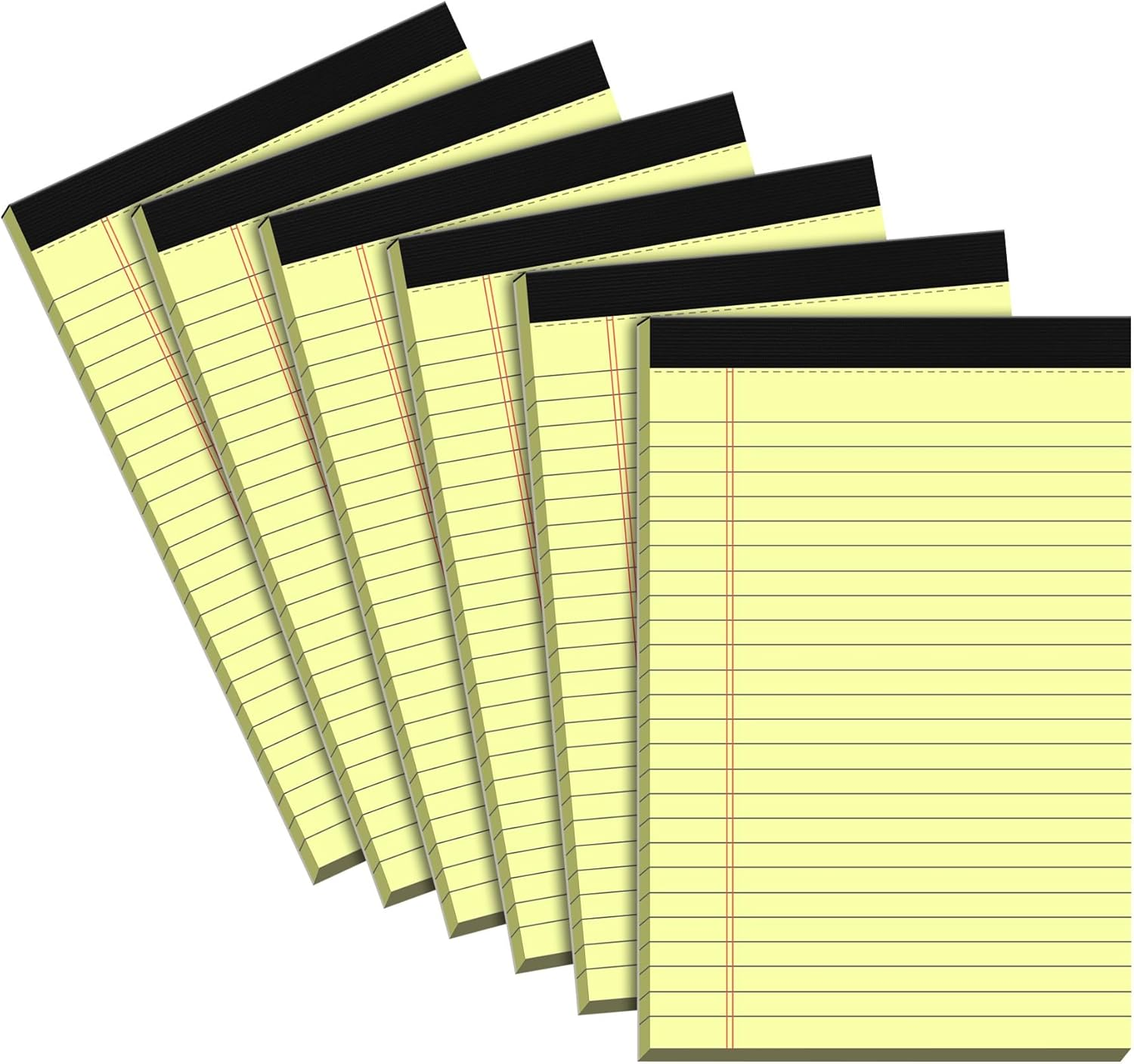 6 Blocs Notas 5x8 Pulg Amarillo Papel Rayado Microperforado 30 Hojas Cada Uno