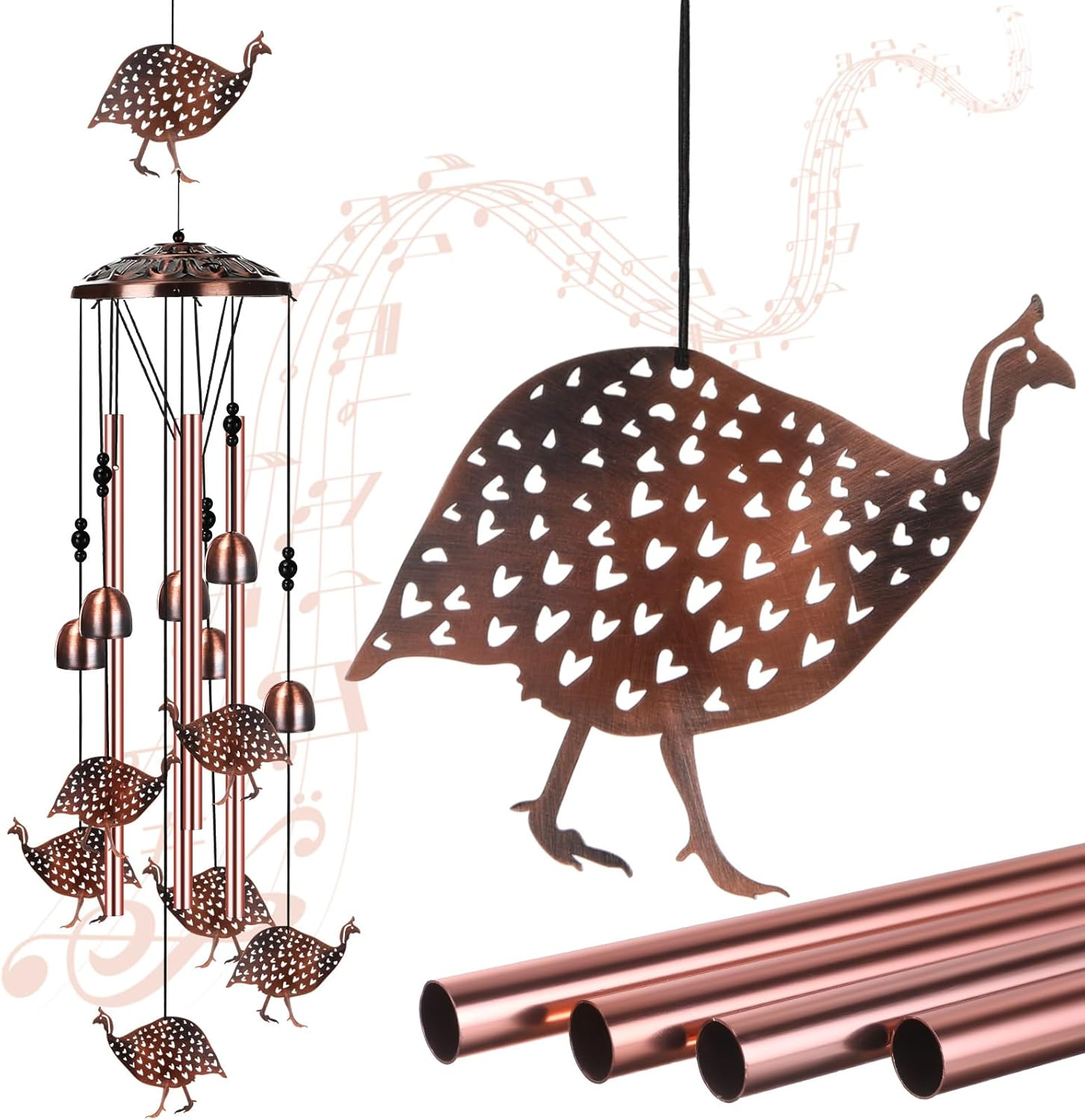 Christmas Wind Chimes for outside Guinea Fowl Wind Chimes Metal Memorial Birthday Guinea Fowl Gifts for Women Mom Xmas Christmas Outdoors Patio Garden Porch Home Decorations