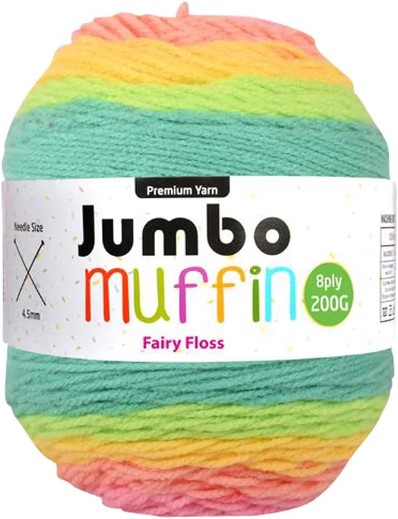 Premium 8-Ply Jumbo Muffin Knitting Yarn 200 G, Fairy Floss