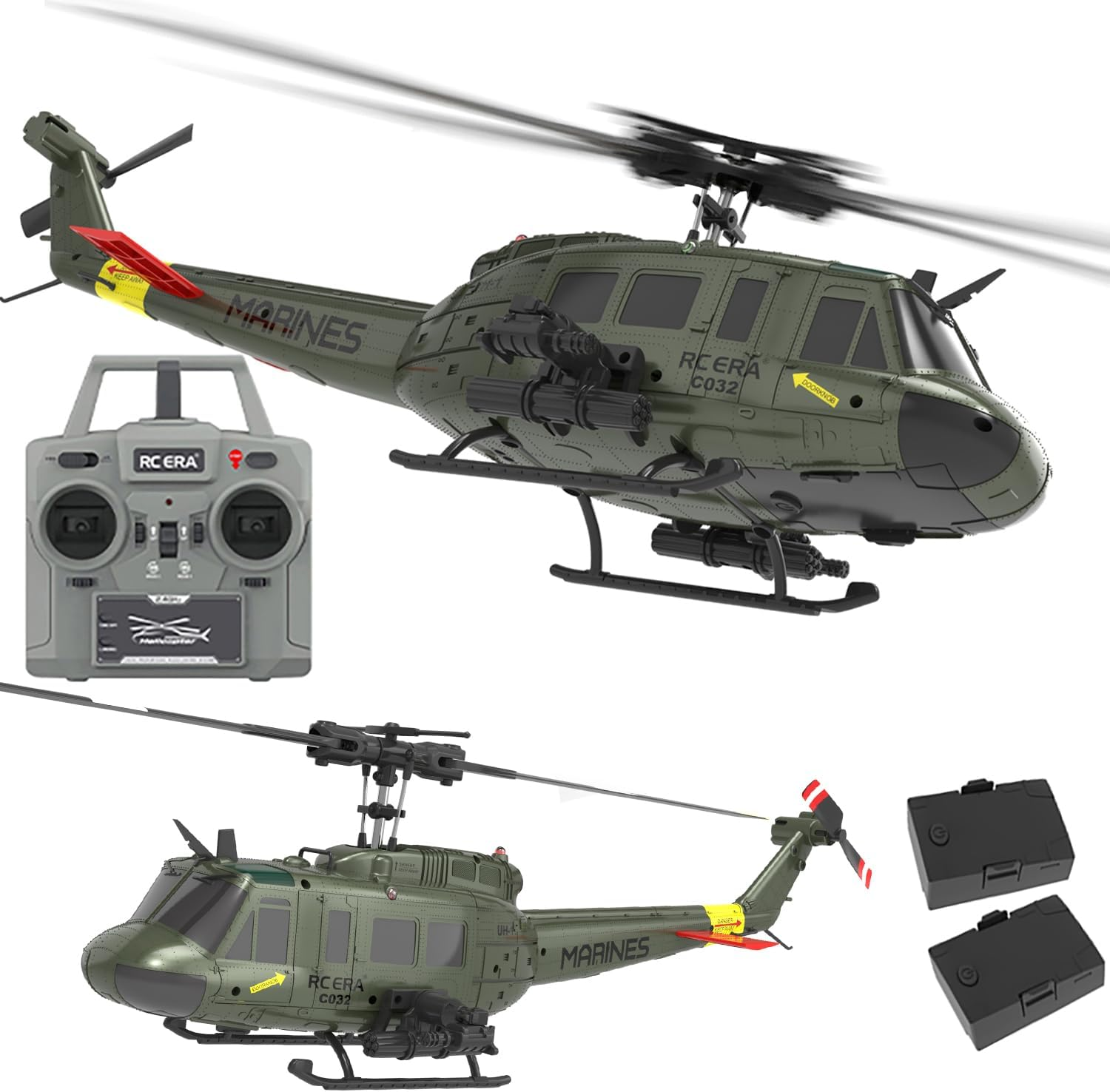 315MM UH-1 Remote Control Helicopter Aircraft for Adults Expert 6CH C032 RC Heli Maintain Altitude Brushless Motor/Optical Flow Positioning/Fly Upside down 3D Rolling (RTF 2Battery)