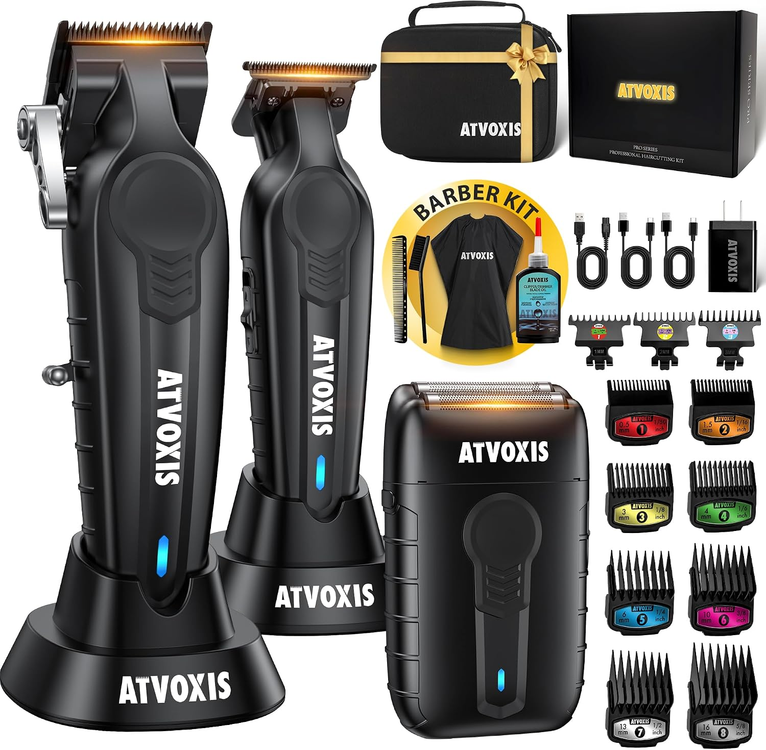 Hair Clippers for Men Professional, Barber Clippers and Trimmers Set, Cordless Hair Clippers, Hair Cutting Kit, Barber Kit, Haircut Kit, Maquina Para Cortar Pelo De Hombre