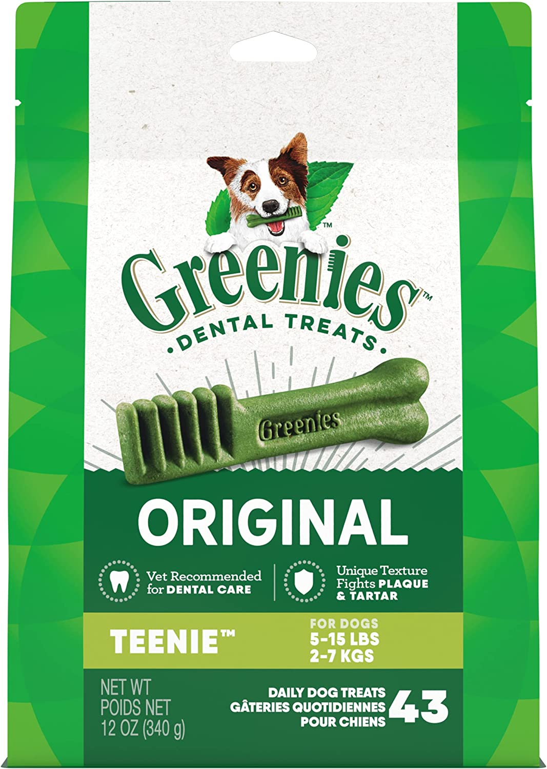 Original Teenie Dental Dog Treats, 12 oz. Pack (43 Treats)