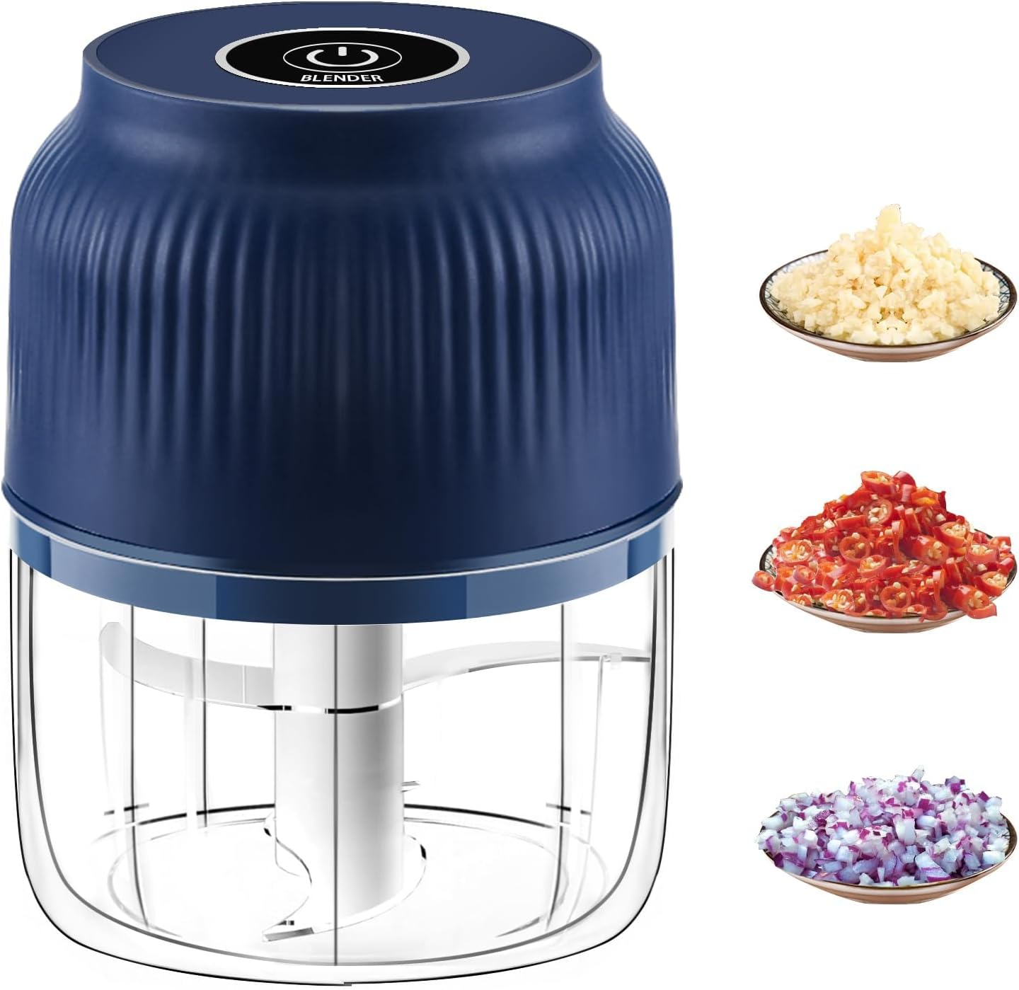 Electric Garlic Chopper, 320Ml USB-C Vegetable Veggie Chopper, Garlic Mincer Slicer with 3 Blades, Onion Chopper Vegetable Cutter, Portable Small Food Processor for Chili Onion Fruit Meat