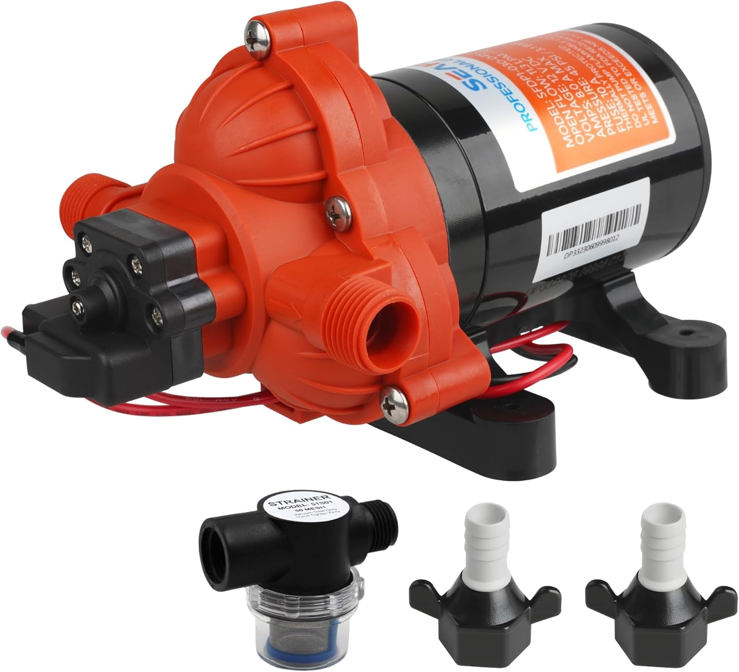 SEAFLO 33 Series DC Diaphragm Pump – 12V, 3.0 GPM, 45 PSI, Self-Priming, On-Demand with Built-In Pressure Switch, Blue Head Version | Ideal for Marine, RV, and Water System Applications