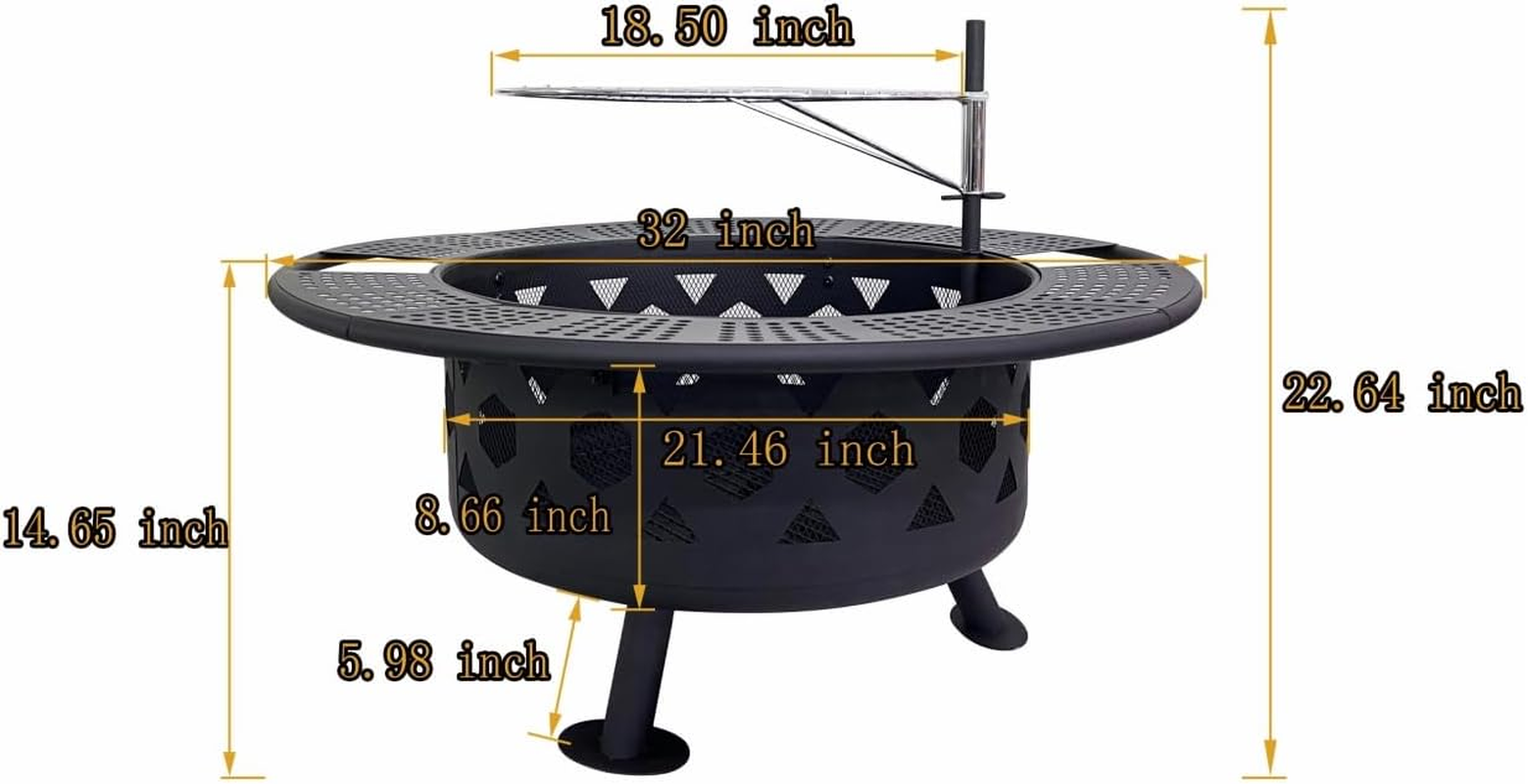 Bettermade 32 Inch Outdoor Fire Pit, 2-in-One Large Camping Fire Pits for Out... - Picture 9 of 13