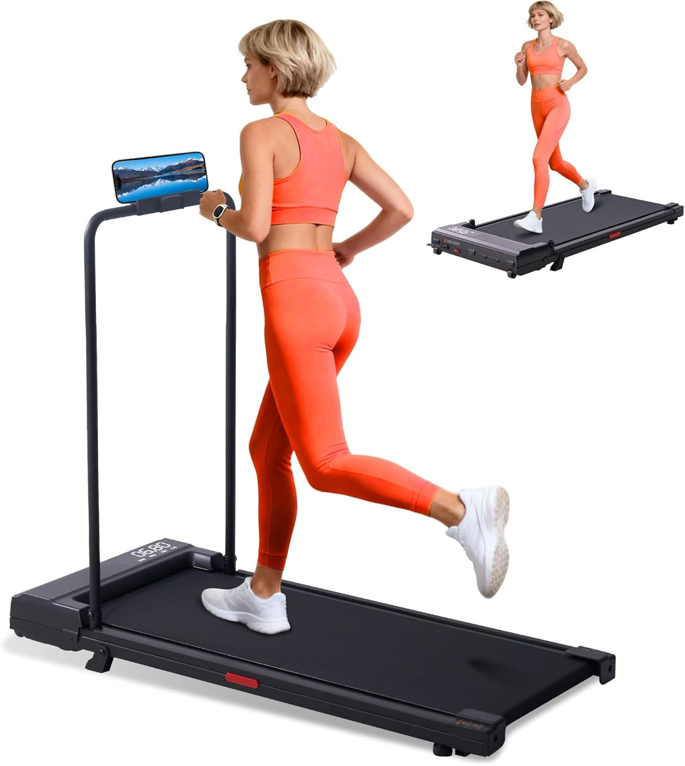 Walking Pad Treadmill with Incline, 2026 Upgrade Portable under Desk Treadmill for Home Small with Handles, 3.0HP Walking Pad with Handle Bar, 0.6-7.6MPH, 350LBS