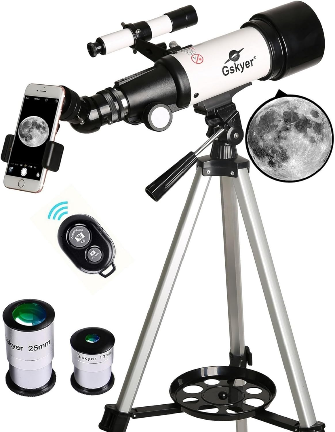 Gskyer Telescope, 70Mm Aperture 400Mm AZ Mount Astronomical Refracting Telescope for Kids Beginners - Travel Telescope with Carry Bag, Phone Adapter and Wireless Remote.