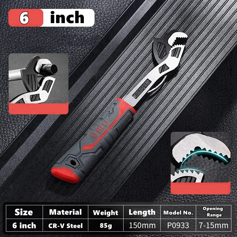 6/8/10/12 Inch Niversal Multifunctional Self-Locking Wrench Fast Adjustable Wrench CR-V Bathroom Wrench Plumber Multi Hand Tool