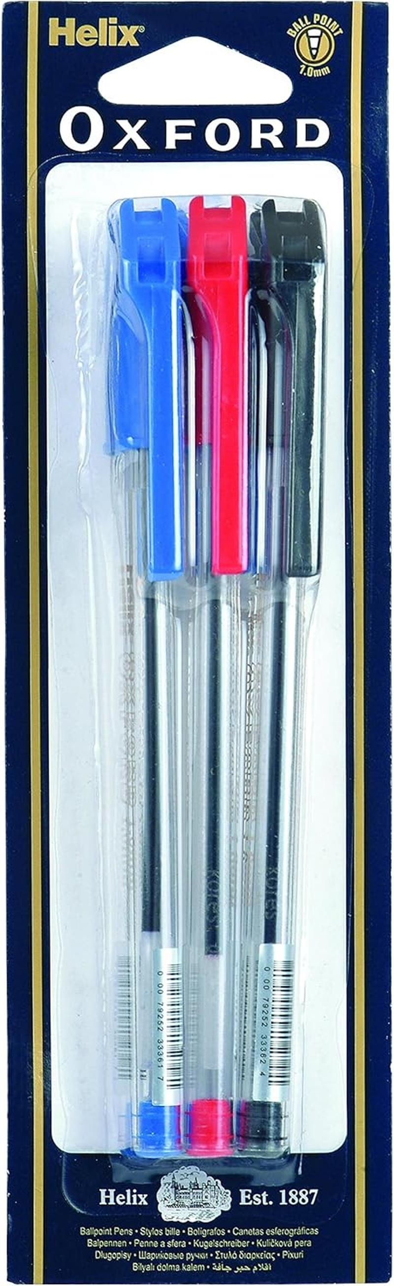 Oxford Ballpoint Pens (Pack of 6 in Assorted Colours)