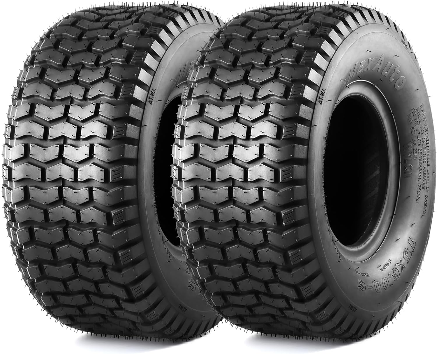 15X6.00-6Nhs Lawn Mower Tires 15X6X6 Lawn Tractor Tire 15X6-6 Turf Tires, 4 Ply Tubeless Tire, 565 Lbs Capacity, Set of 2