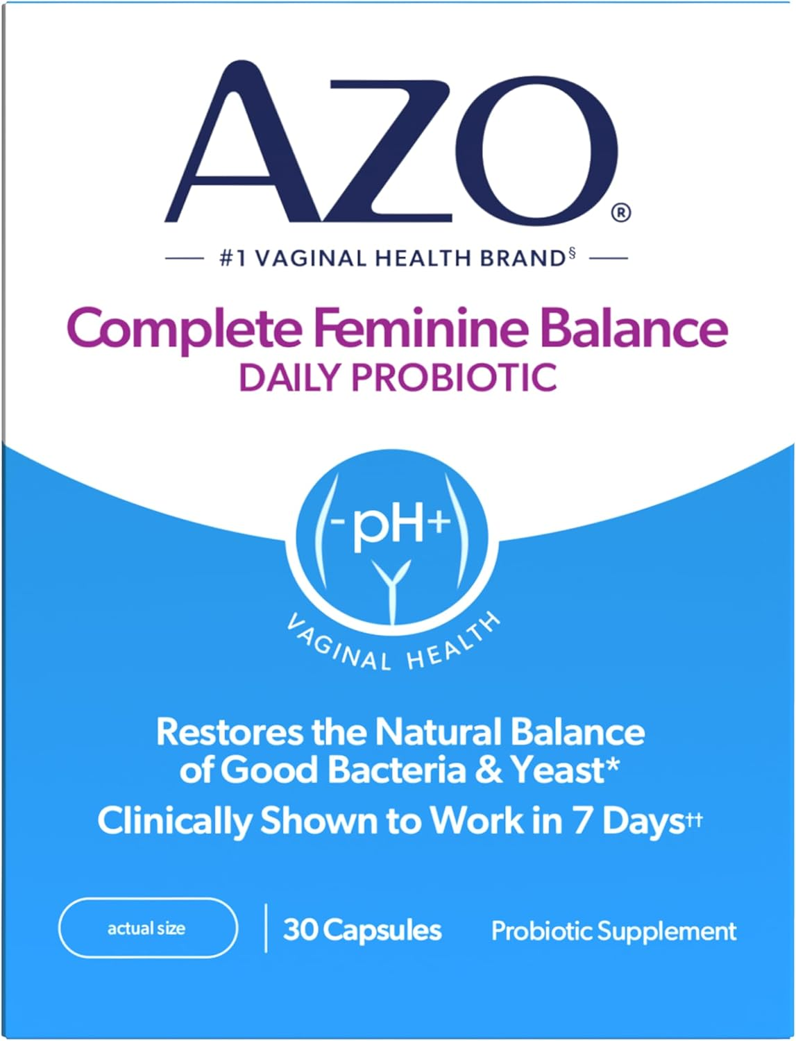 Complete Feminine Balance Daily Vaginal Probiotics for Women, Clinically Proven to Help Protect Vaginal Health, Helps balance pH and yeast, 30 Count