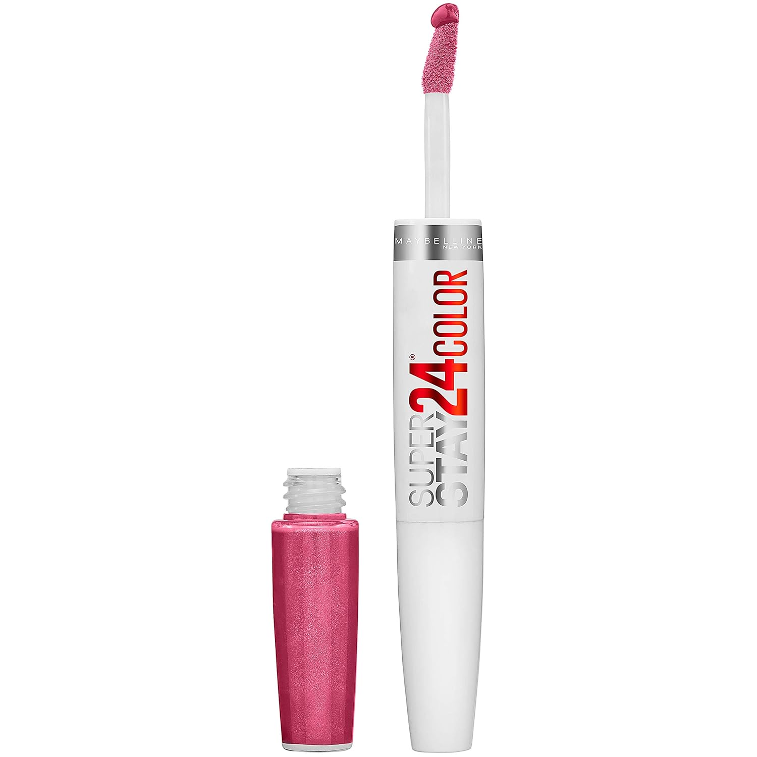 Super Stay 24, 2-Step Liquid Lipstick Makeup, Long Lasting Highly Pigmented Color with Moisturizing Balm, Wear on Wildberry, Mauve Pink, 1 Count