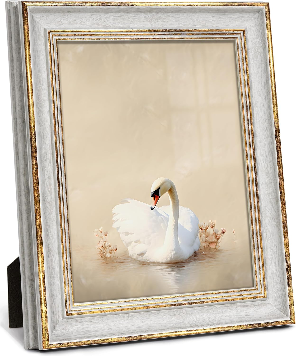 8X10 Picture Frame Vintage Picture Frames Antique Retro White Gold Edge Photo Frame Gallery Wall Hanging Tabletop Display for Home Decor Birthday Gifts for Grandma Mom