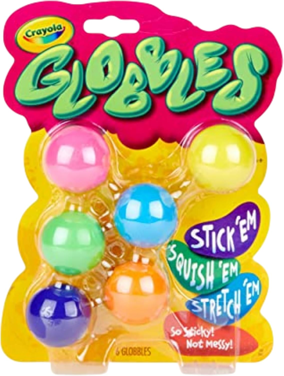 Crayola Globbles Fidget Toy (6Ct), Easter Egg Toy & Essential Basket Stuffer, Sticky Stress Ball for Adults & Kids, Squishy Balls, Calming Sensory Gifts for Stress Relief