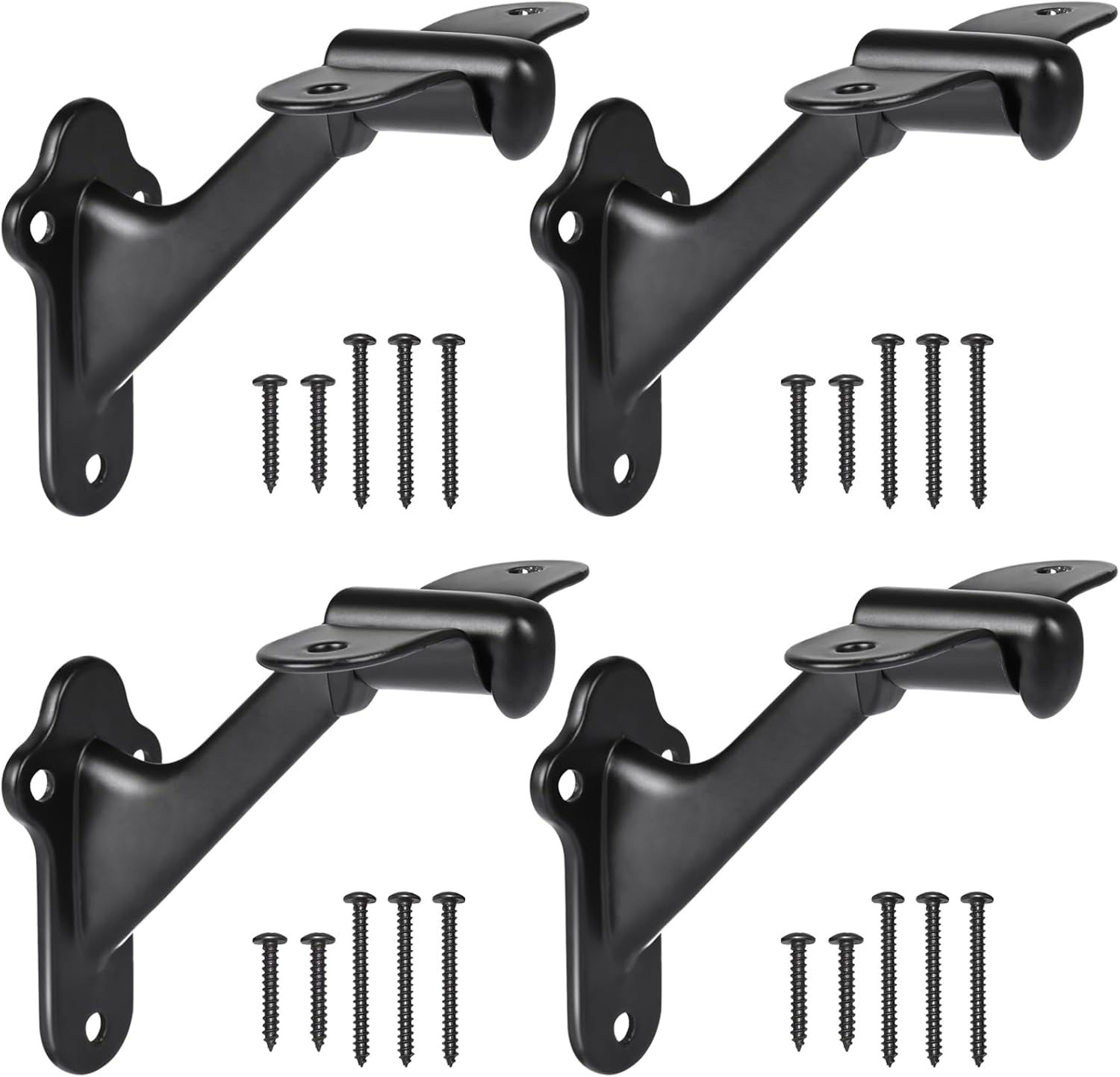 Handrail Bracket, 3 Inch Staircase Hand Rail Brackets for Stair Railing with Screws, Black (Pack of 4)