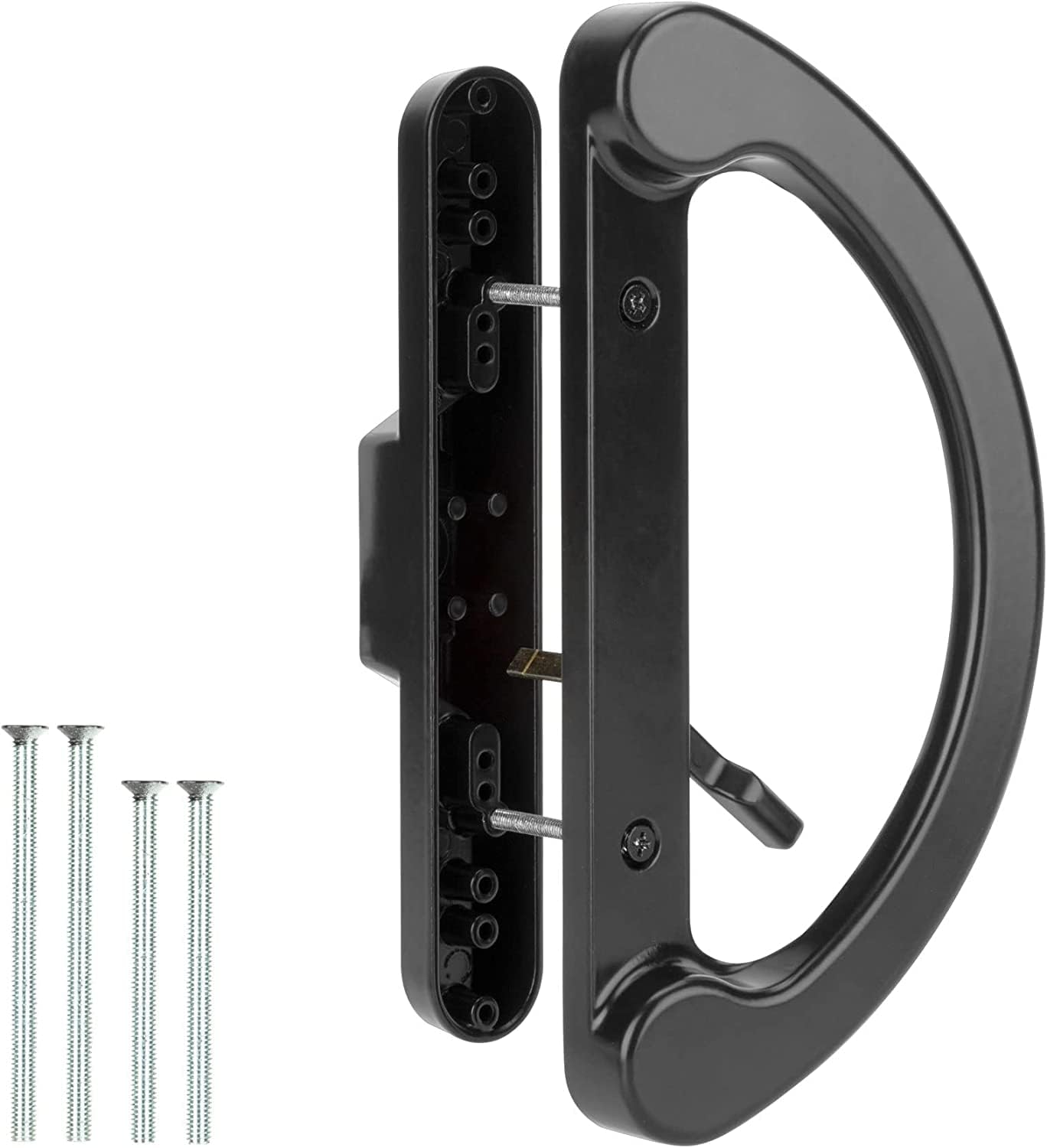 Patio Sliding Glass Door Handle Replacement Set,Mortise Style Reversible Design Non-Keyed Sliding Patio Door Handles, Black Diecast Finish Fit 3-15/16” Screws Hole Spacing