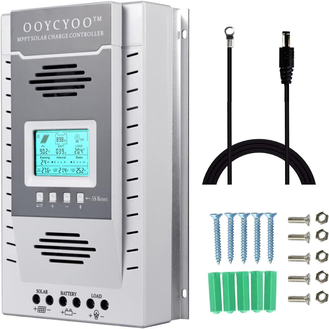 60Amp MPPT Solar Controller 100V Input Tracker for Lithium Iron Phosphate Lifepo4 (Lead Acid AGM) Charger, Solar Panel Maximum Input 780W/1560W (12V/24V) Automatic (K60A)