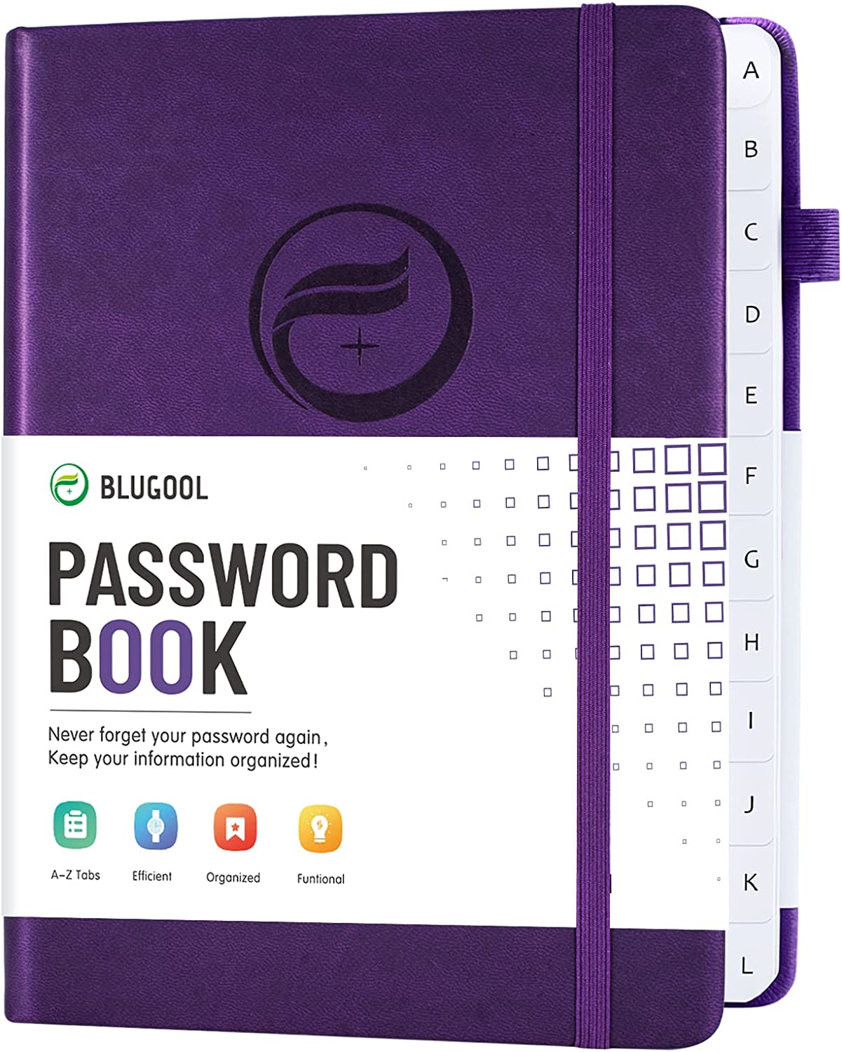 Password Book with Alphabetical Tabs, Hardcover Password Keeper, Password Notebook Organizer for Computer and Internet Address Website Login, Gifts for Home and Office, 4.4''X 5.8''- Purple