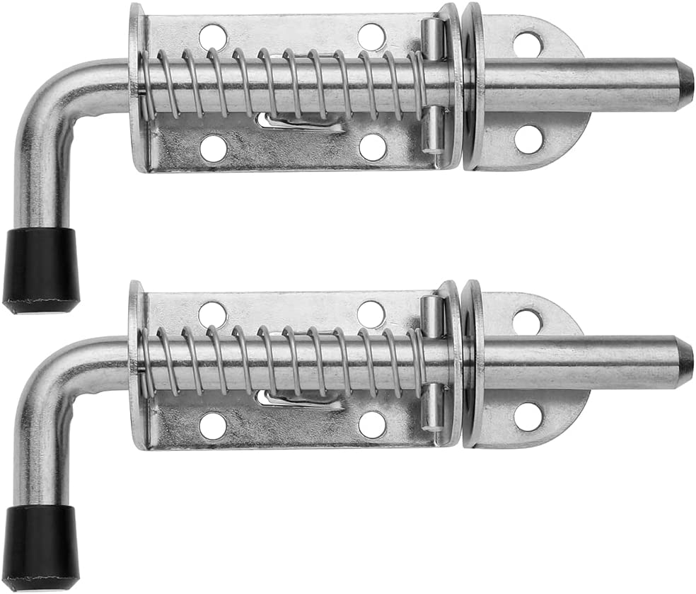 Spring Loaded Latch Pin, 304 Stainless Steel Barrel Bolt Thickened 2Mm Door Lock, 5 Inch Brushed Finished(2 Pack), HSB300-P2